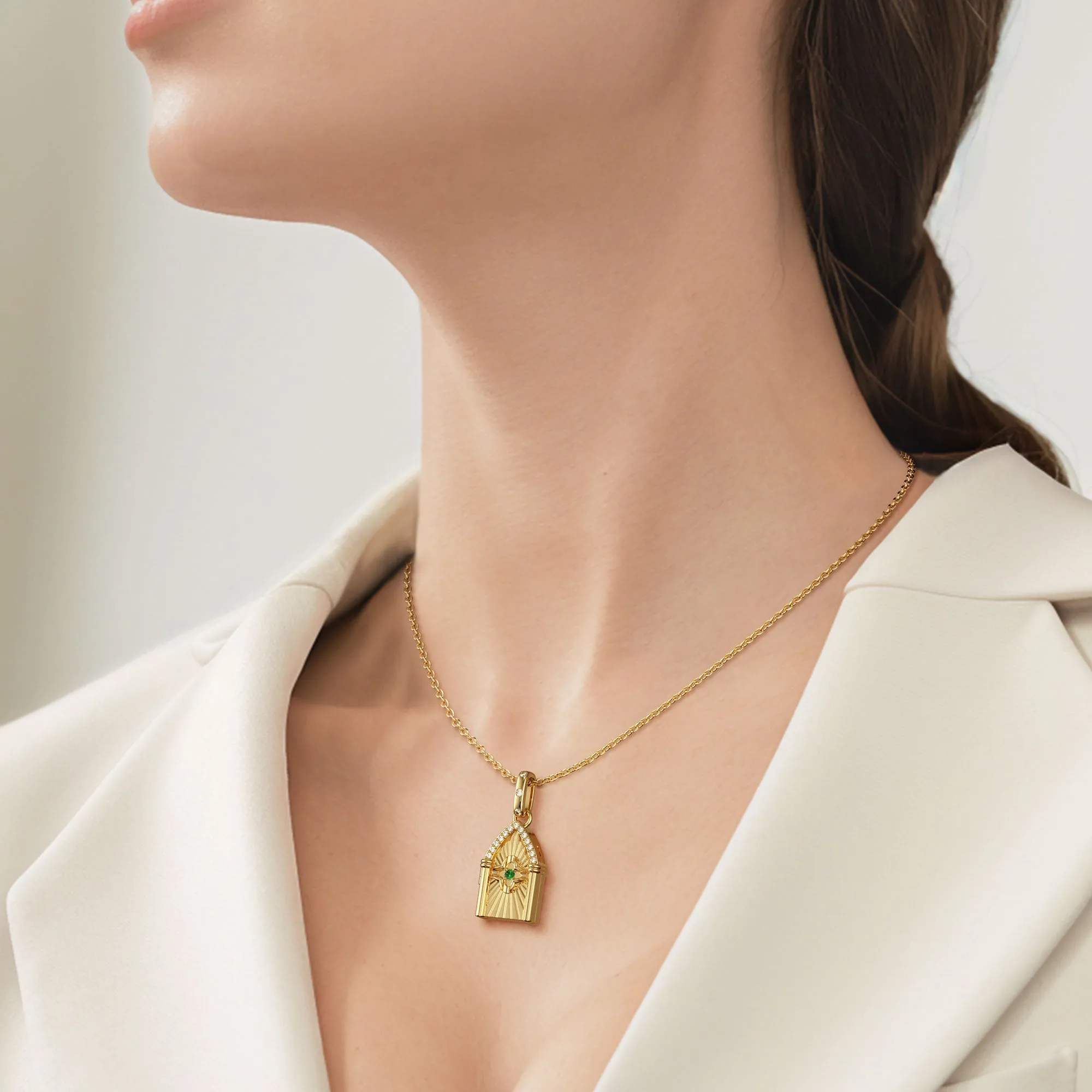 Open the Door to Church Four Leaf Clover Pendant sold by Vanimy Jewelry product image thumbnail 3