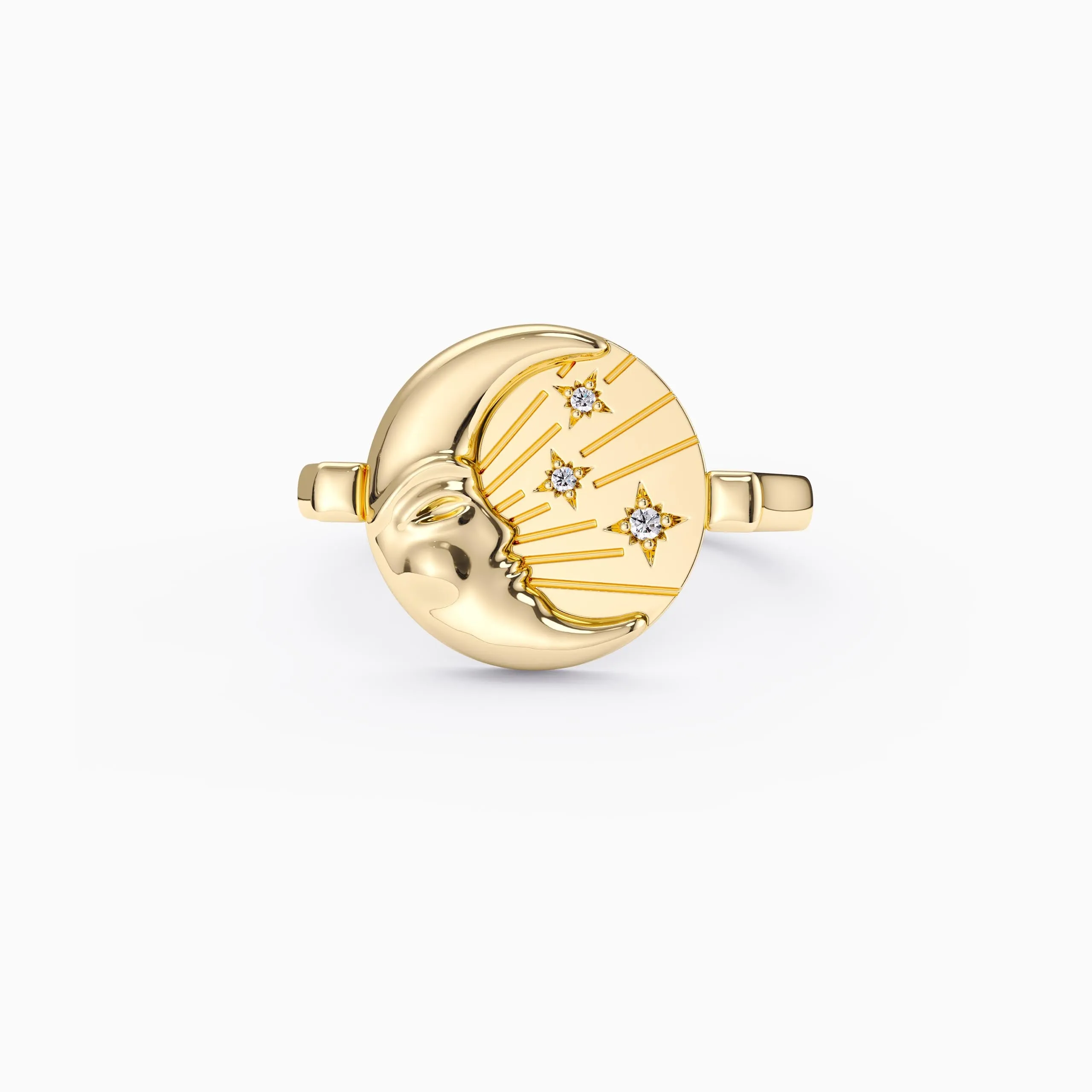 Kissing Moon and Star Signet Pinky Ring sold by Vanimy Jewelry