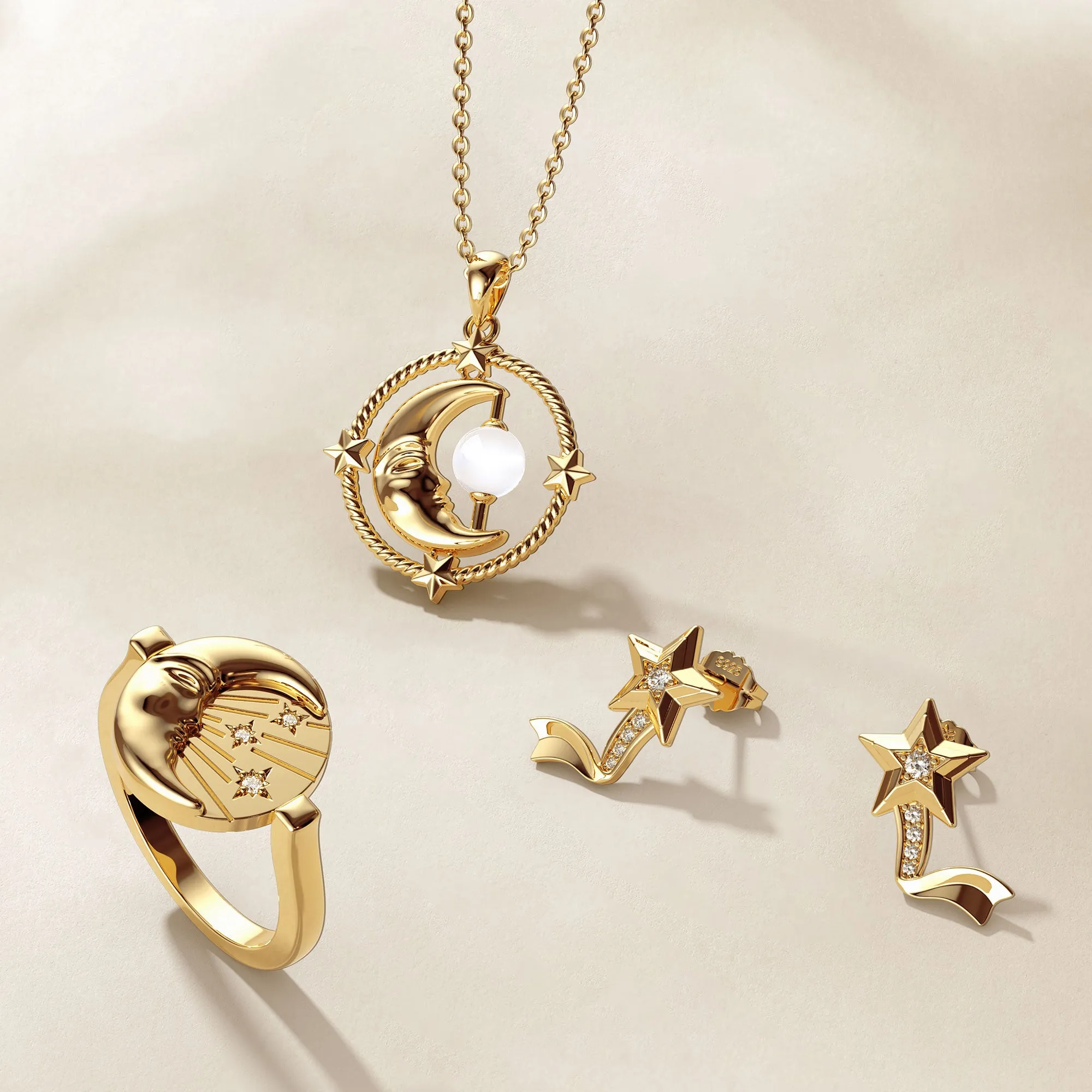 Kissing Moon and Star Signet Pinky Ring sold by Vanimy Jewelry product image thumbnail 3