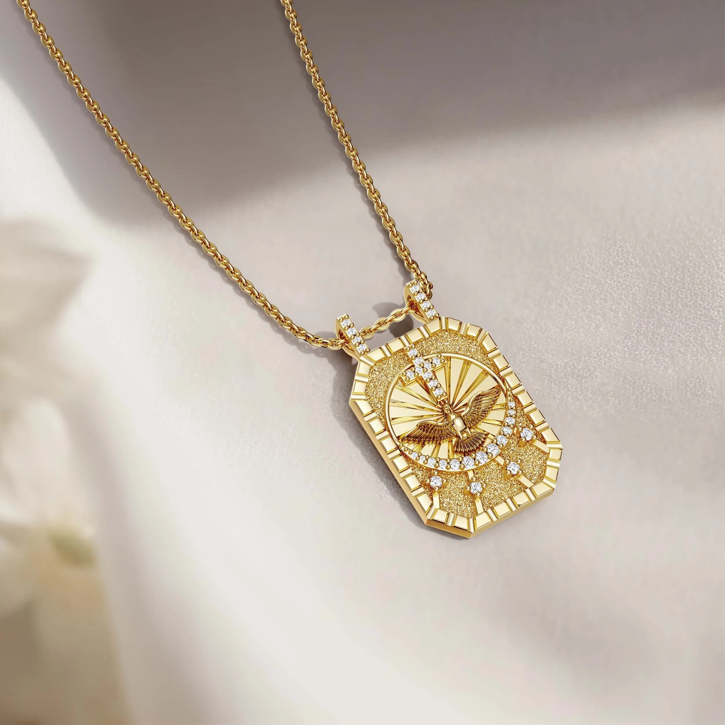 Personalized Cross Dove Celestial Protection Medallion Pendant Scapular Necklace sold by Vanimy Jewelry product image thumbnail 4