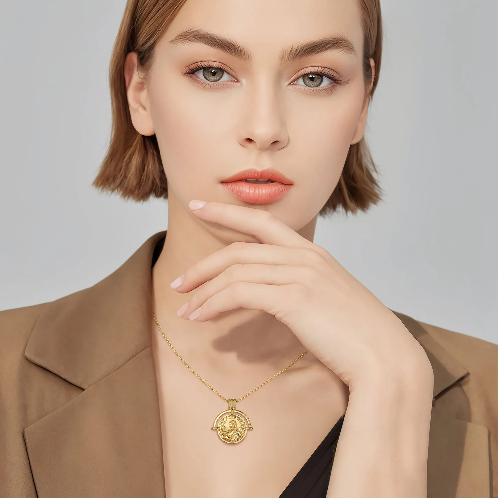 Sacred Jesus Coin Pendant Necklace sold by Vanimy Jewelry product image thumbnail 3