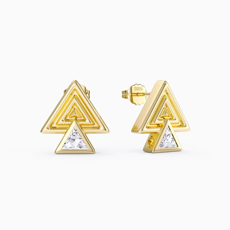 Concentric Triangle Trillion Cut Stud Earrings sold by Vanimy Jewelry