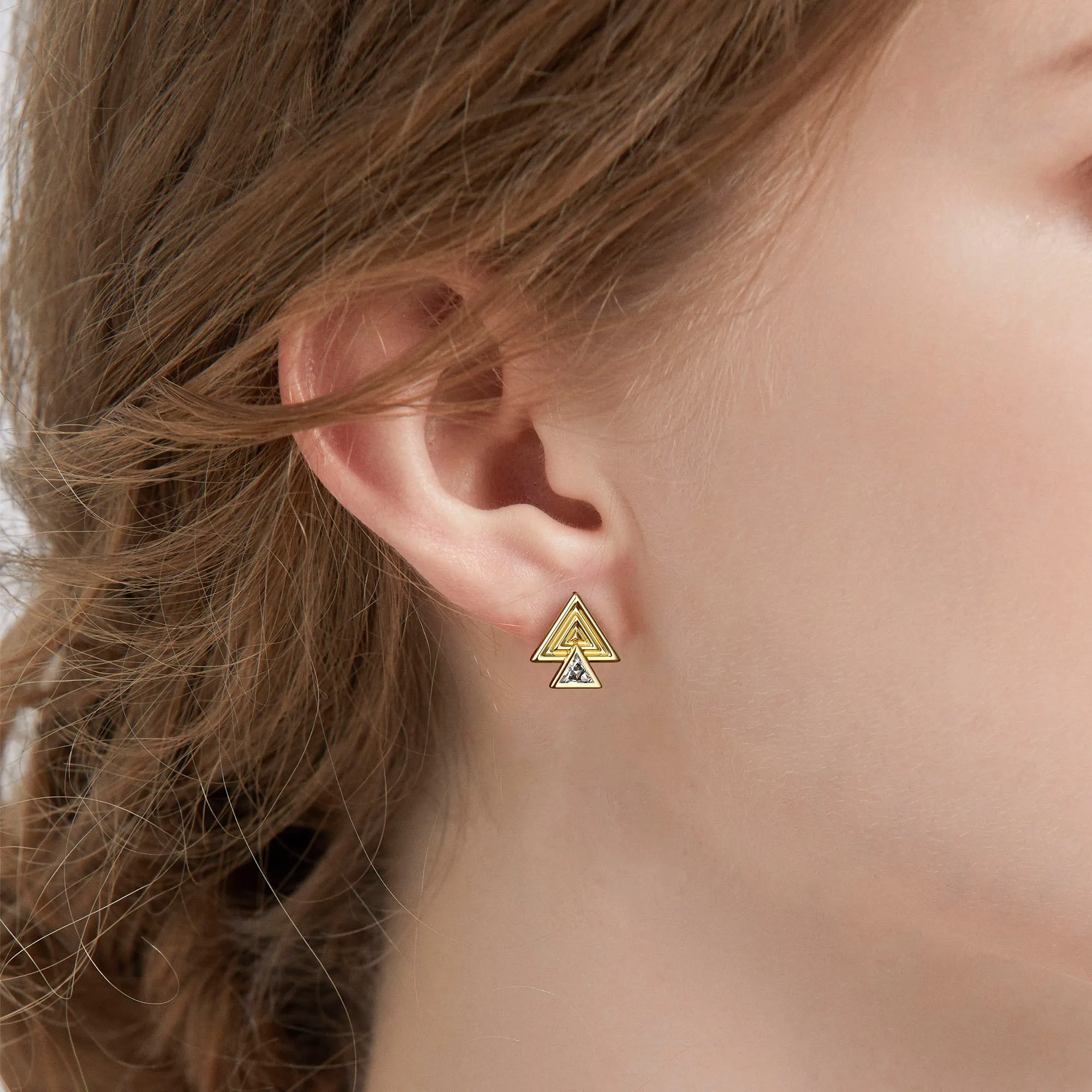 Concentric Triangle Trillion Cut Stud Earrings sold by Vanimy Jewelry product image thumbnail 2