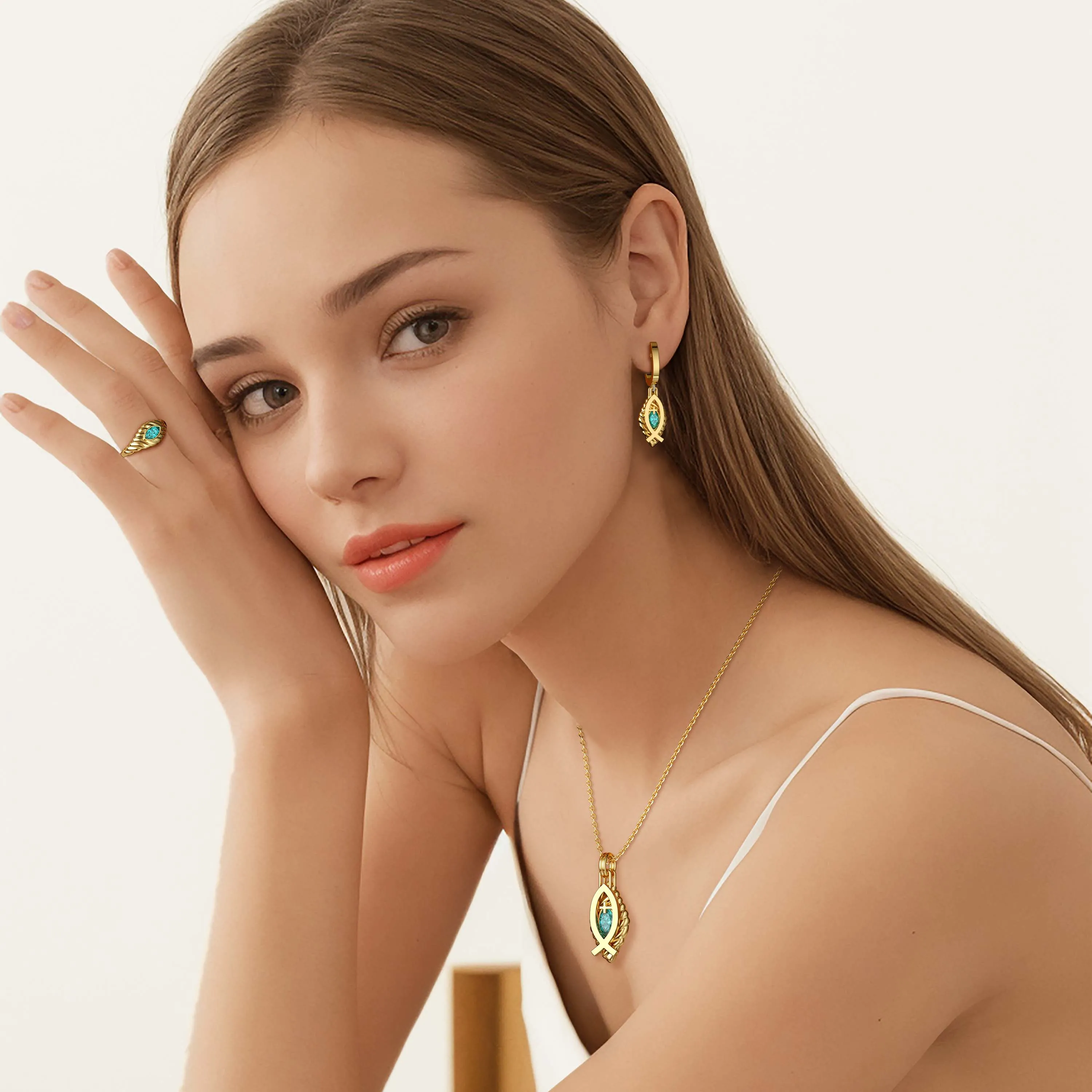 Jesus Fish Marquise Earrings sold by Vanimy Jewelry product image thumbnail 3