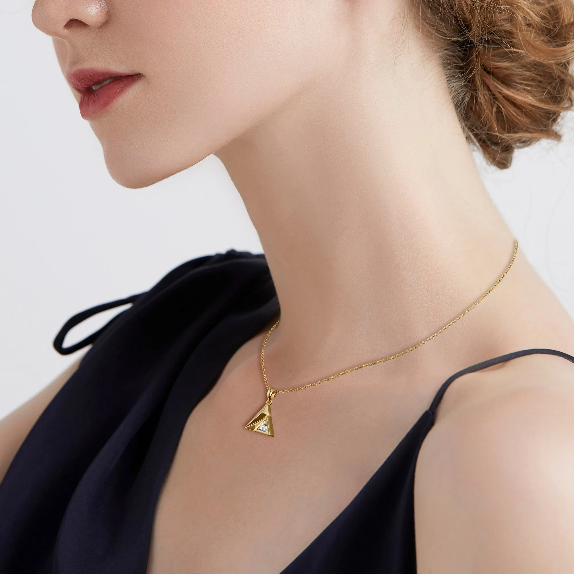 Triangle Pyramid Trillion Cut Pendant Necklace sold by Vanimy Jewelry product image thumbnail 2