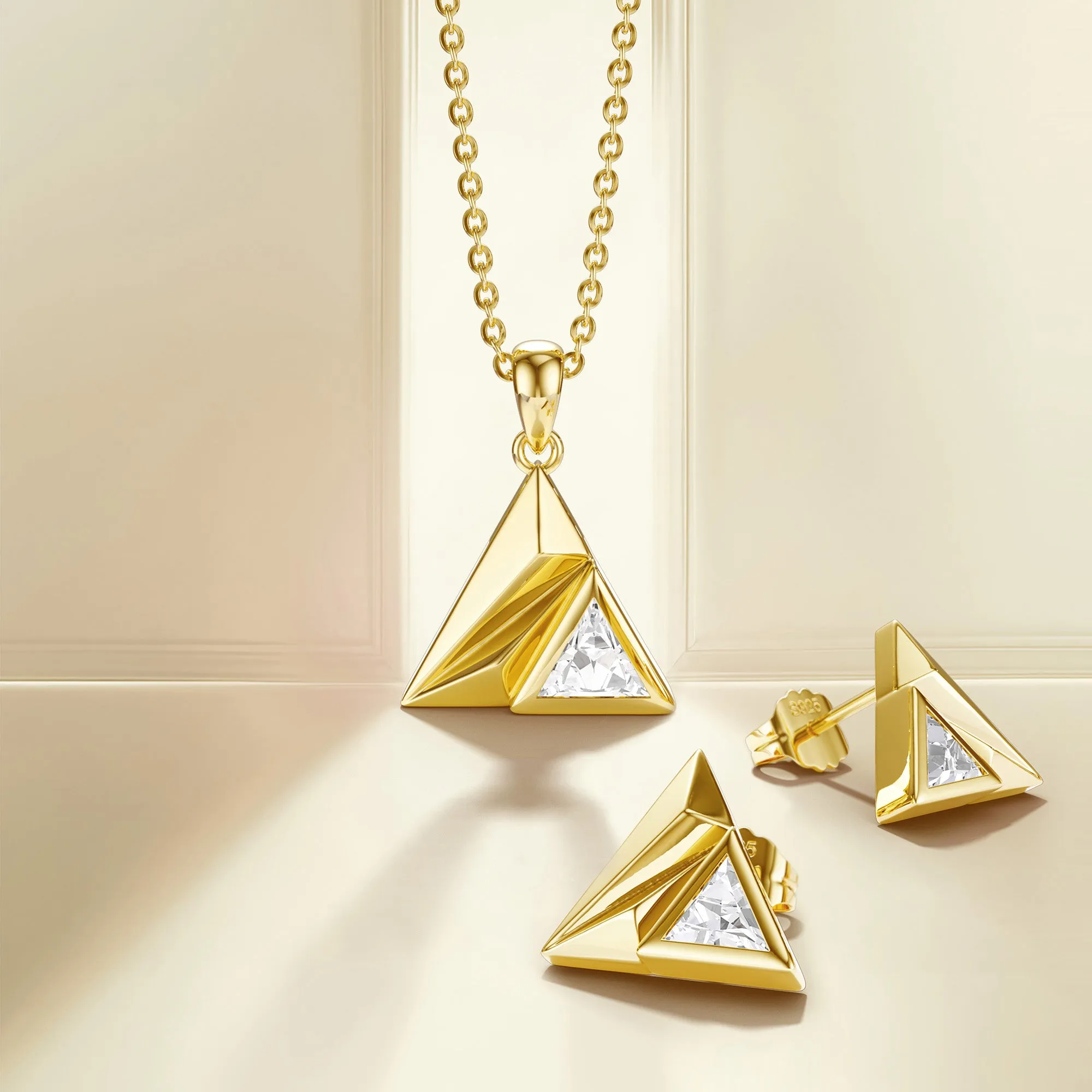 Triangle Pyramid Trillion Cut Pendant Necklace sold by Vanimy Jewelry product image thumbnail 4
