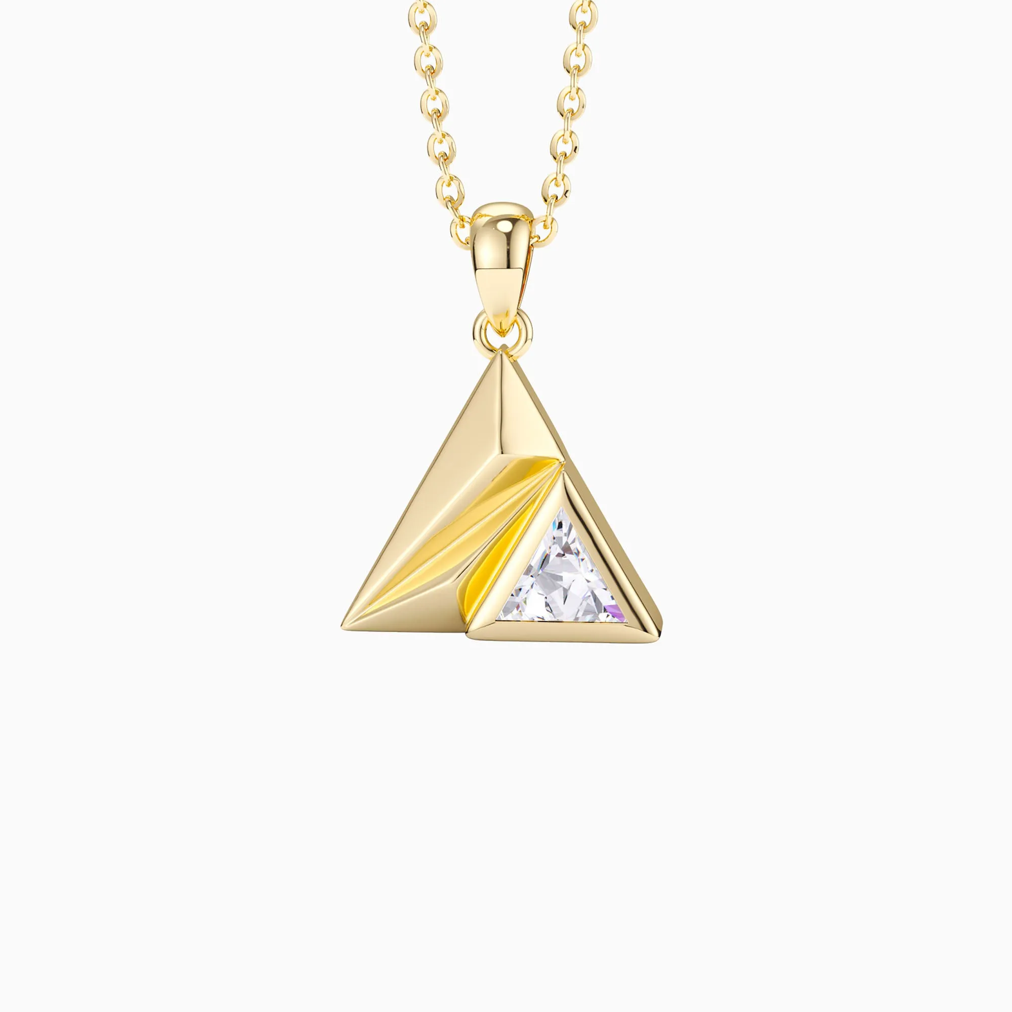 Triangle Pyramid Trillion Cut Pendant Necklace sold by Vanimy Jewelry