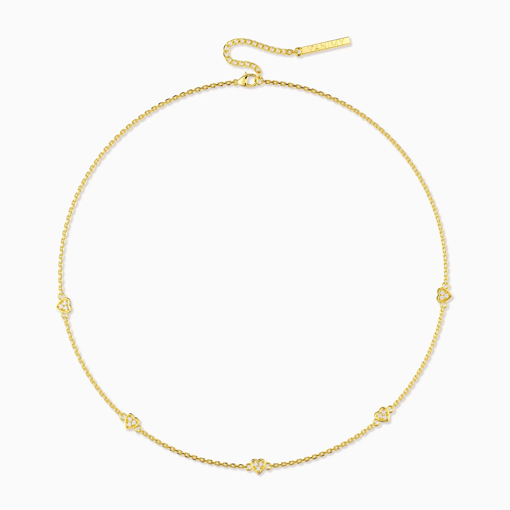 Pave Five Hearts Station Necklace sold by Vanimy Jewelry product image thumbnail 4