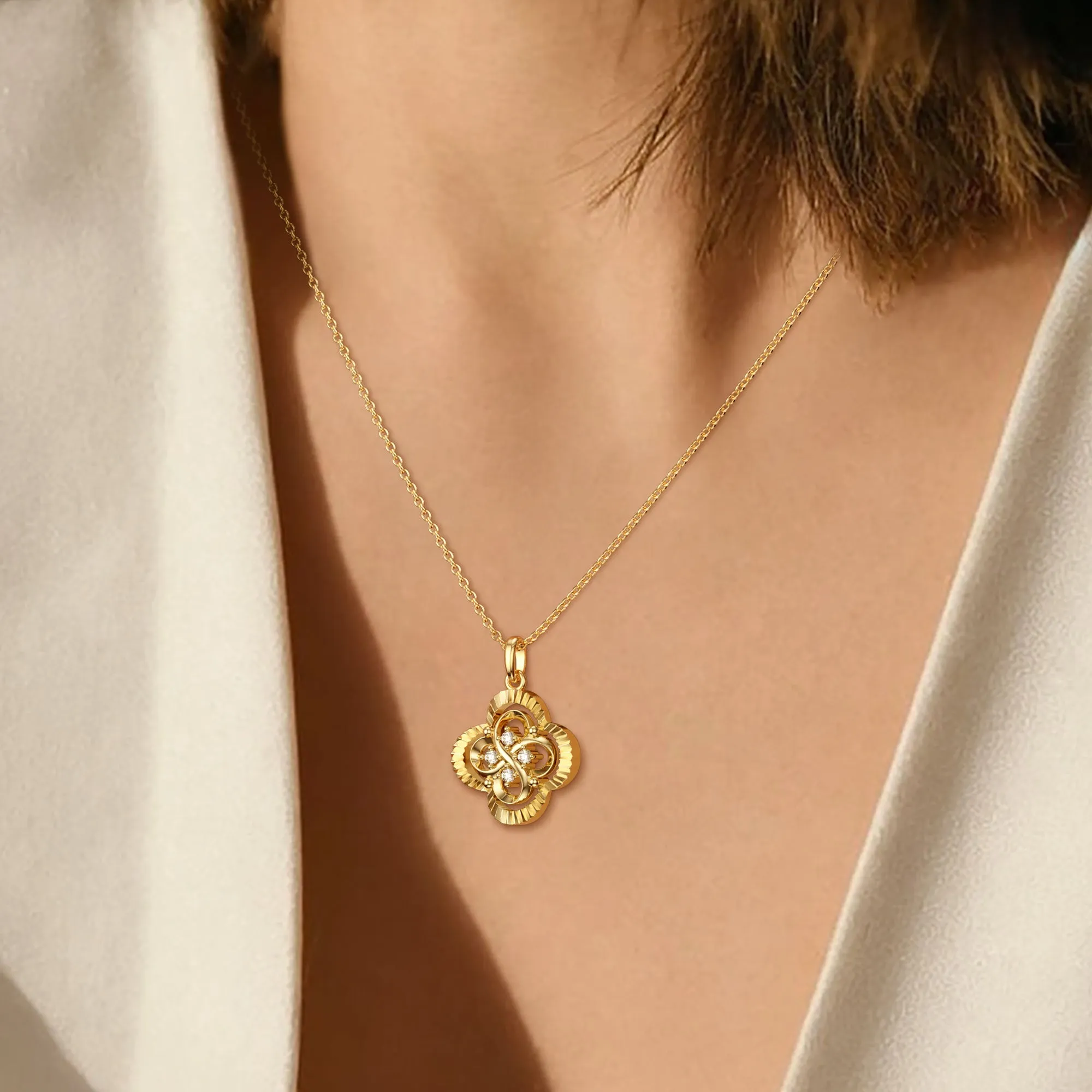 Infinite Clover Charm Pendant Necklace sold by Vanimy Jewelry product image thumbnail 4