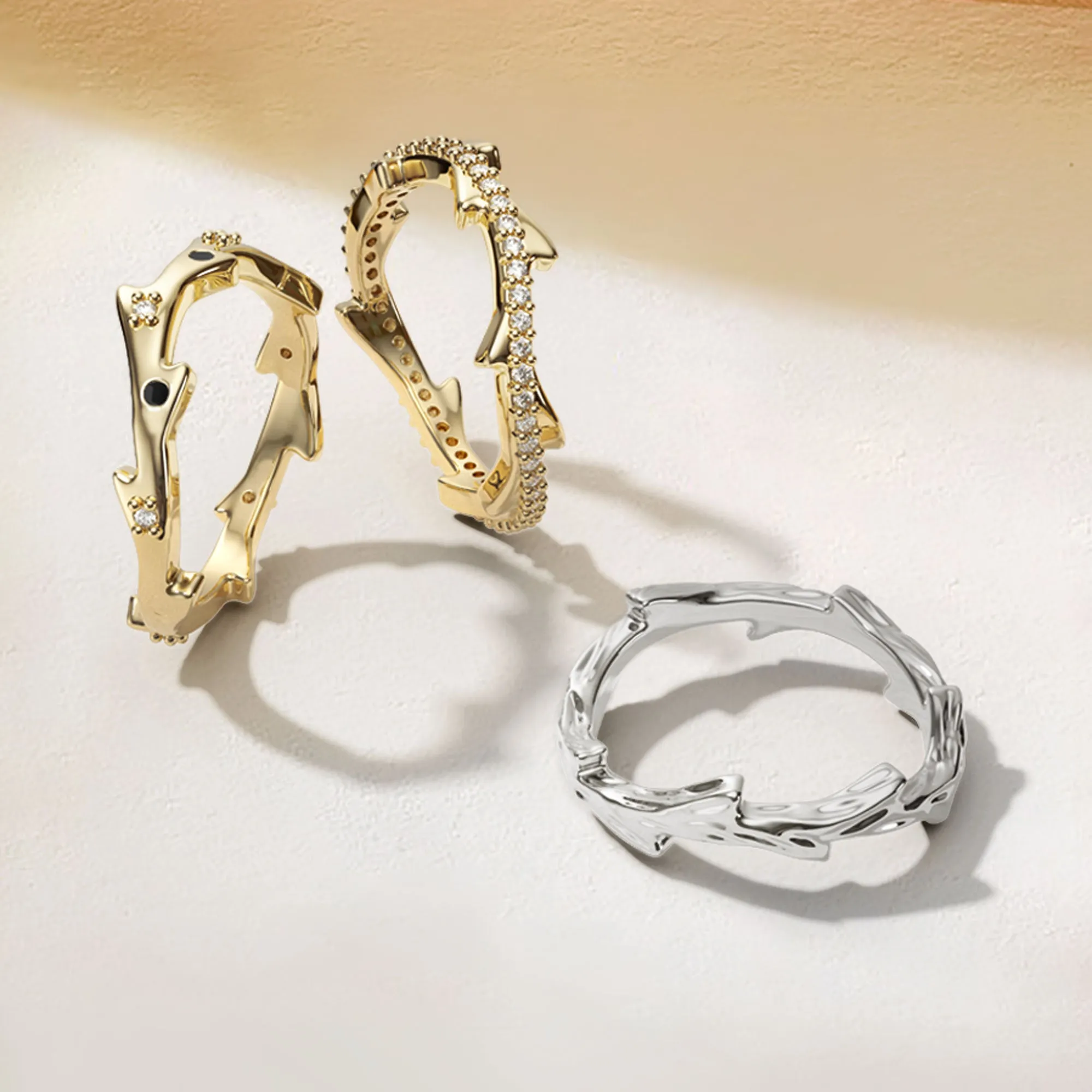 Crown Of Thorns Trio Stackable Ring Set sold by Vanimy Jewelry product image thumbnail 2
