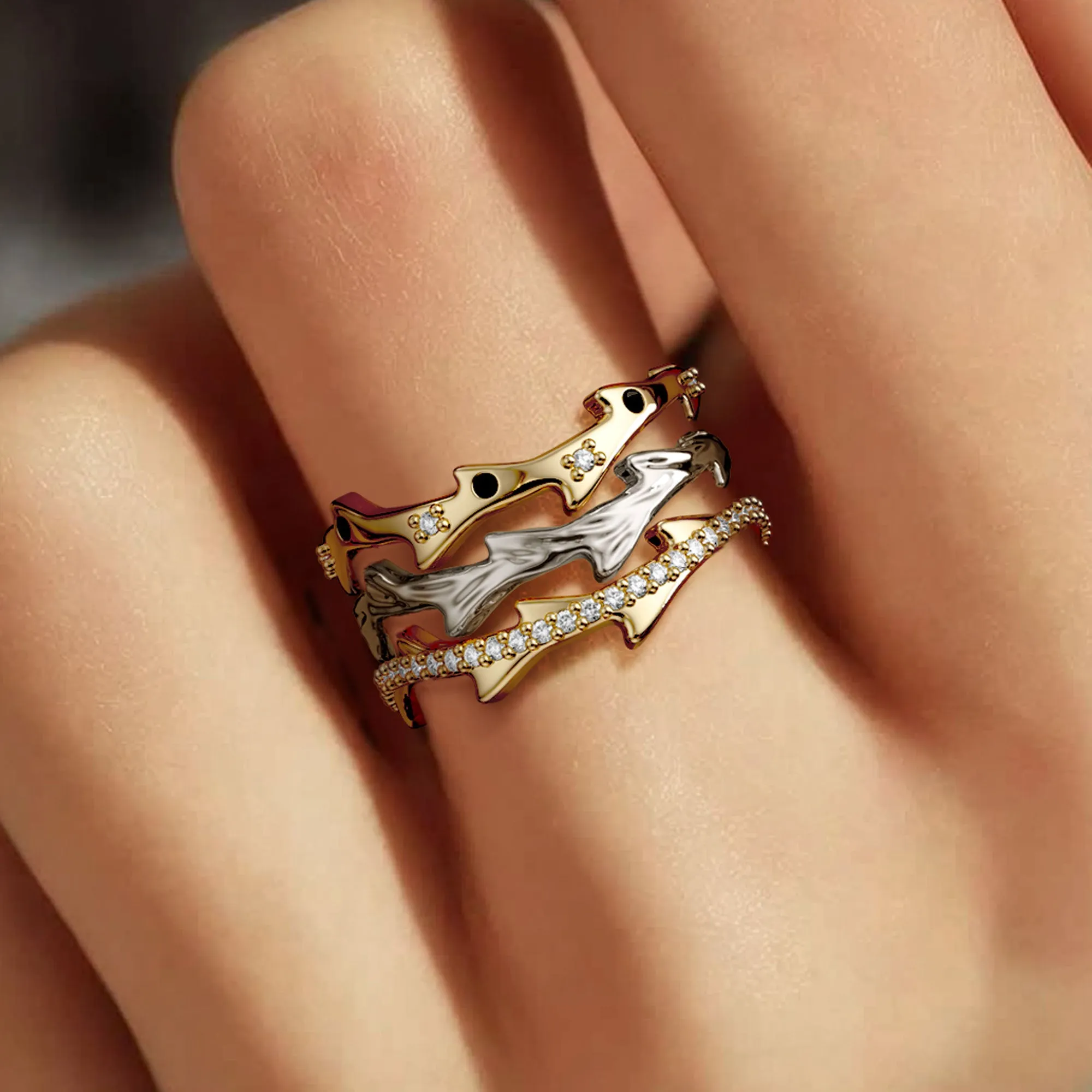 Crown Of Thorns Trio Stackable Ring Set sold by Vanimy Jewelry product image thumbnail 3