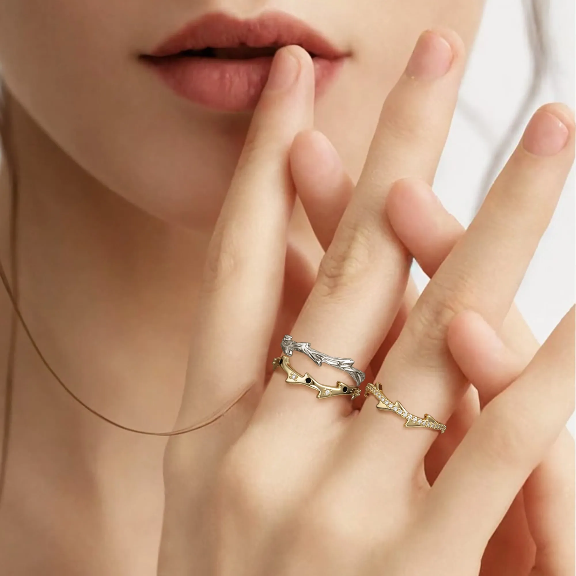Crown Of Thorns Trio Stackable Ring Set sold by Vanimy Jewelry product image thumbnail 4