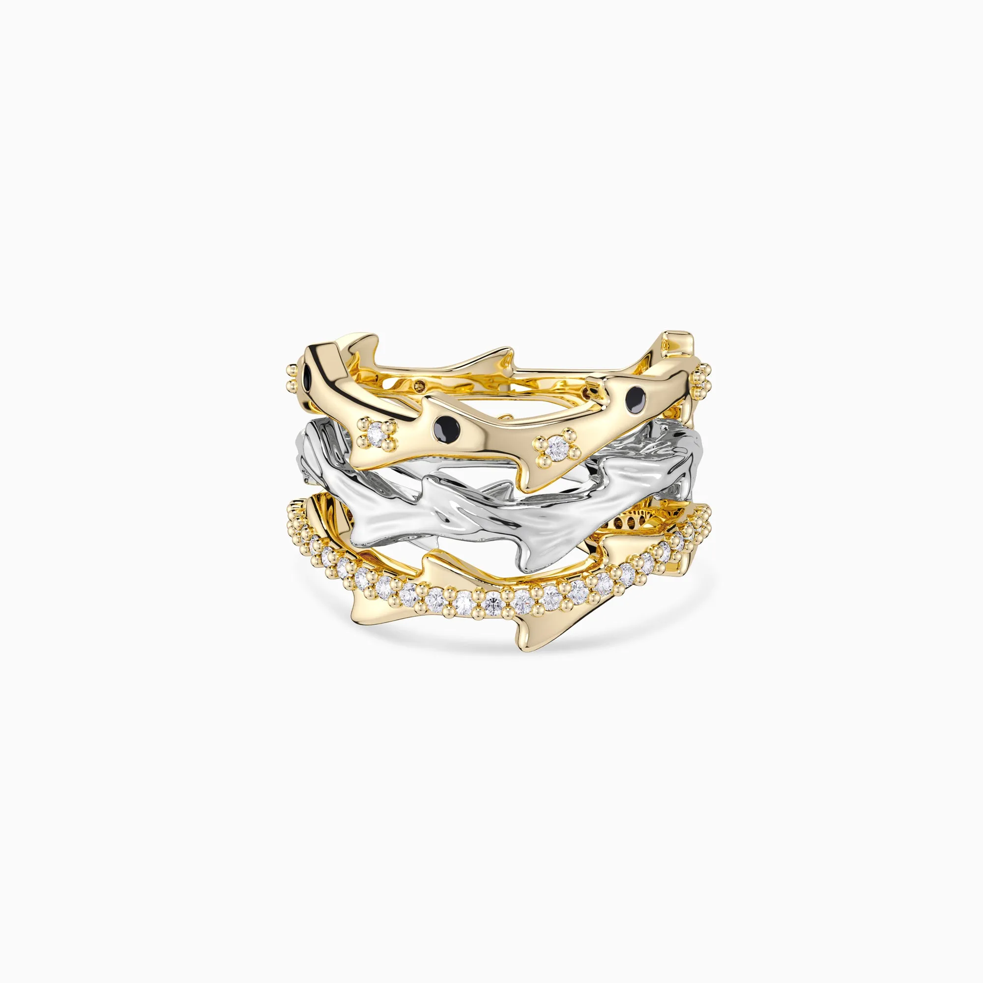 Crown Of Thorns Trio Stackable Ring Set sold by Vanimy Jewelry