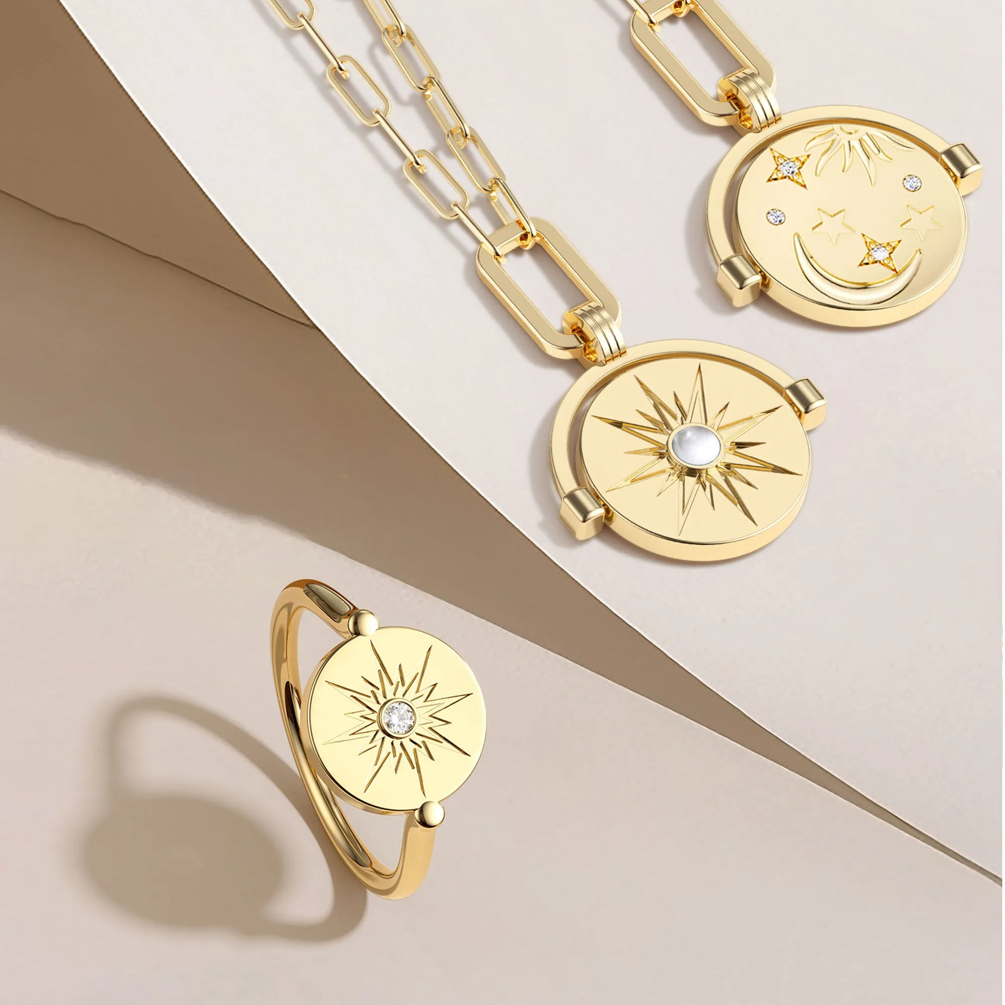 ‘Believe In Your Own Magic’ Celestial Spinning Medallion Amulet Necklace sold by Vanimy Jewelry product image thumbnail 5