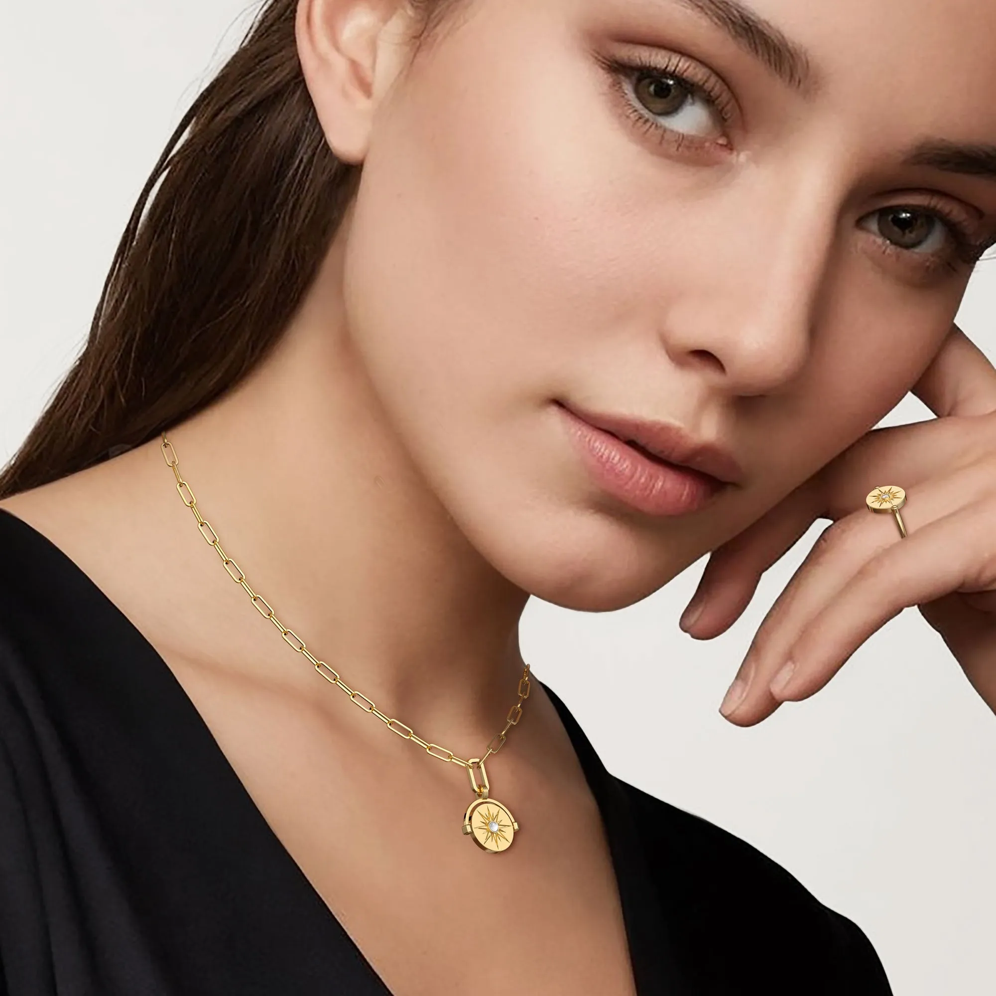 ‘Believe In Your Own Magic’ Celestial Spinning Medallion Amulet Necklace sold by Vanimy Jewelry product image thumbnail 4