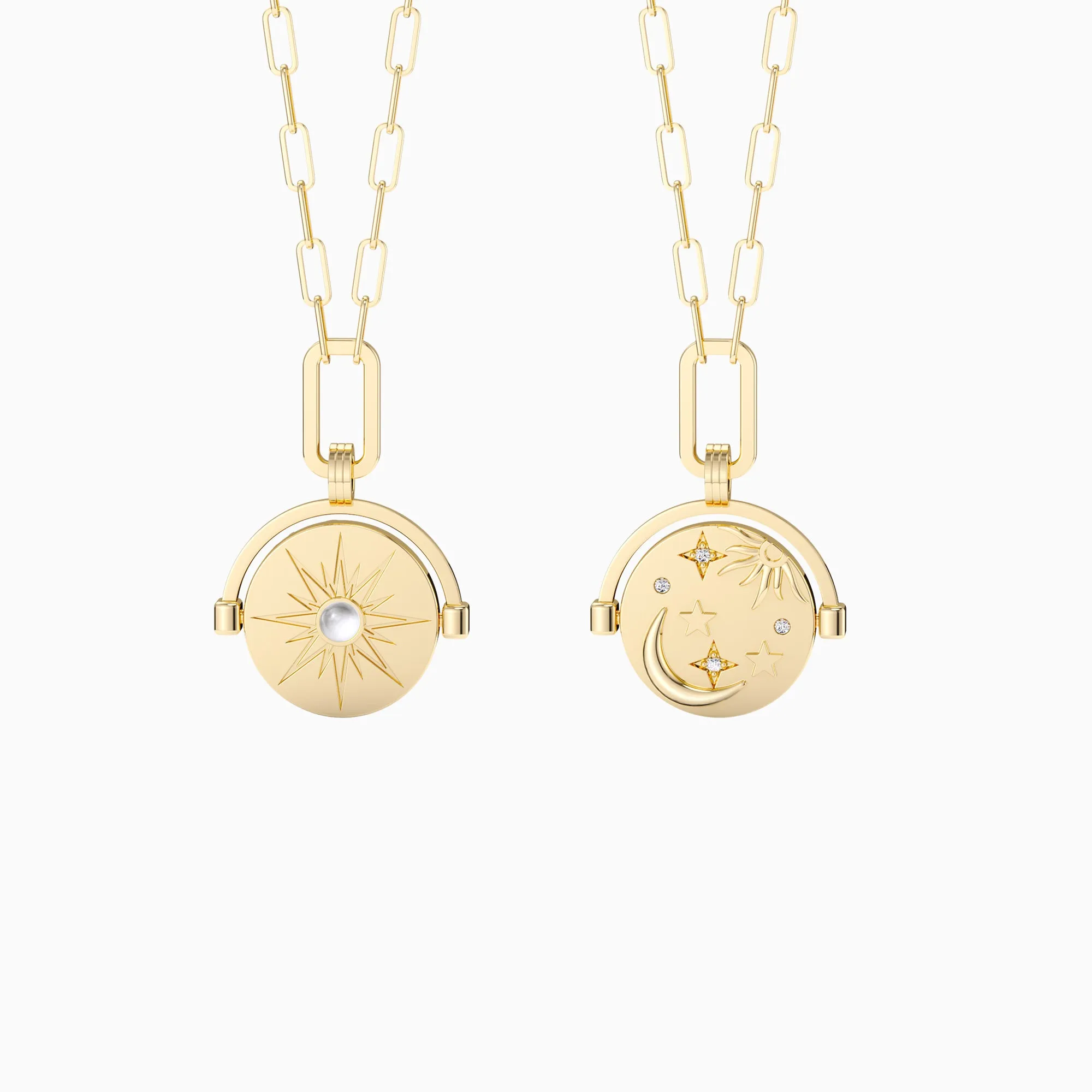 ‘Believe In Your Own Magic’ Celestial Spinning Medallion Amulet Necklace sold by Vanimy Jewelry