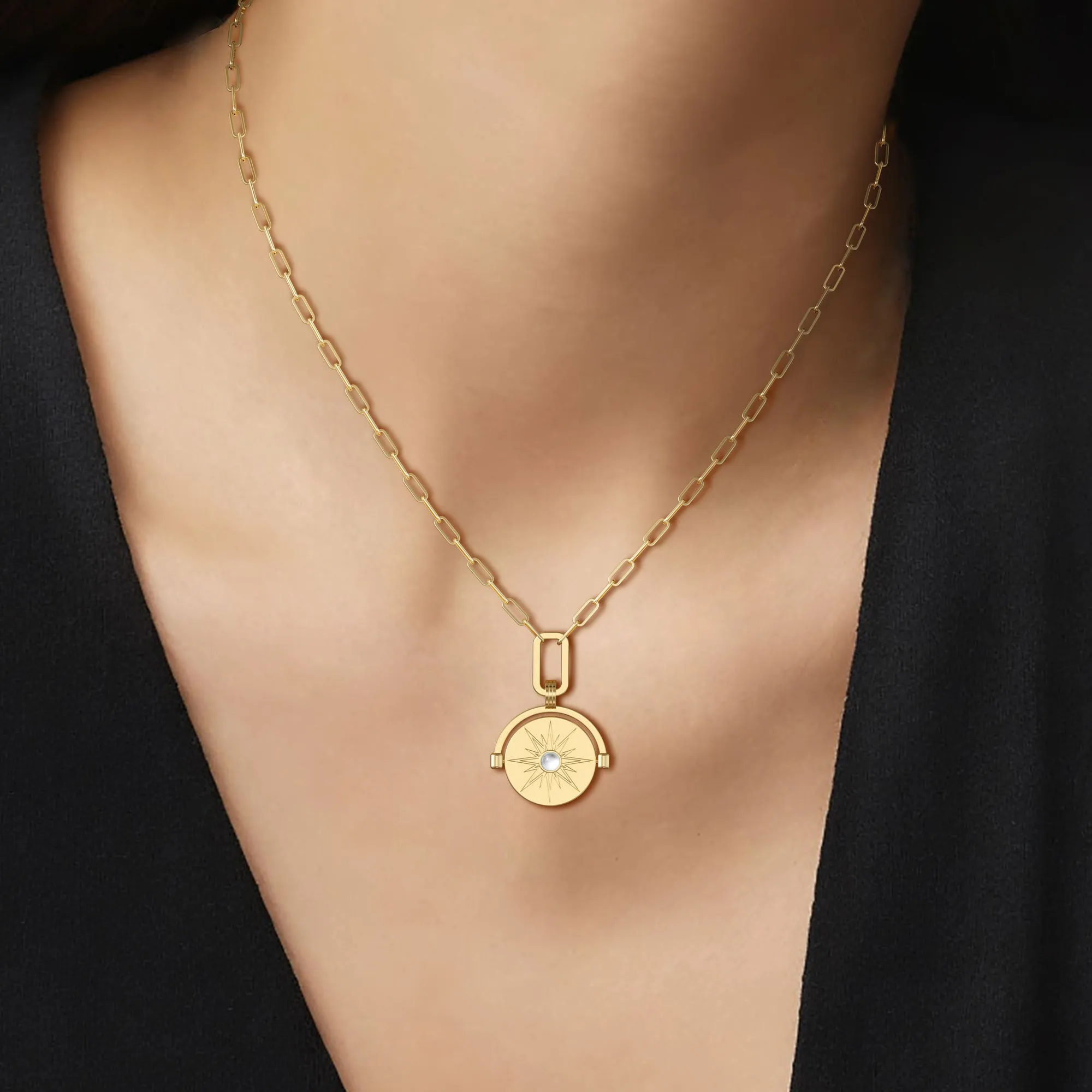 ‘Believe In Your Own Magic’ Celestial Spinning Medallion Amulet Necklace sold by Vanimy Jewelry product image thumbnail 2