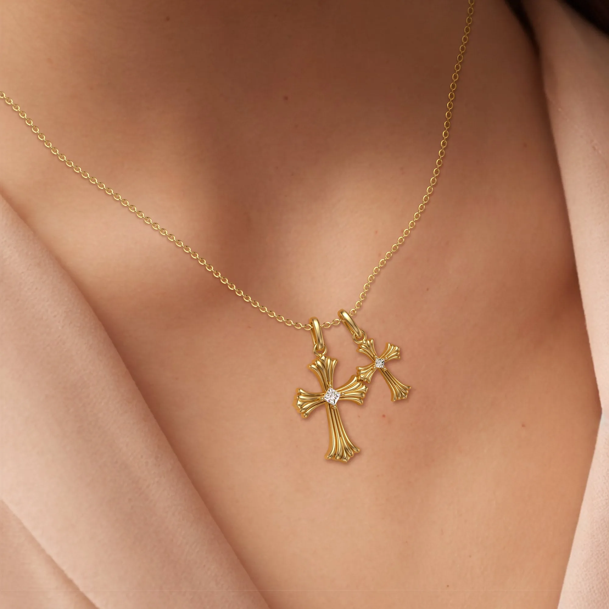 Modern Gothic Cross Duo Pendant Necklace sold by Vanimy Jewelry product image thumbnail 3