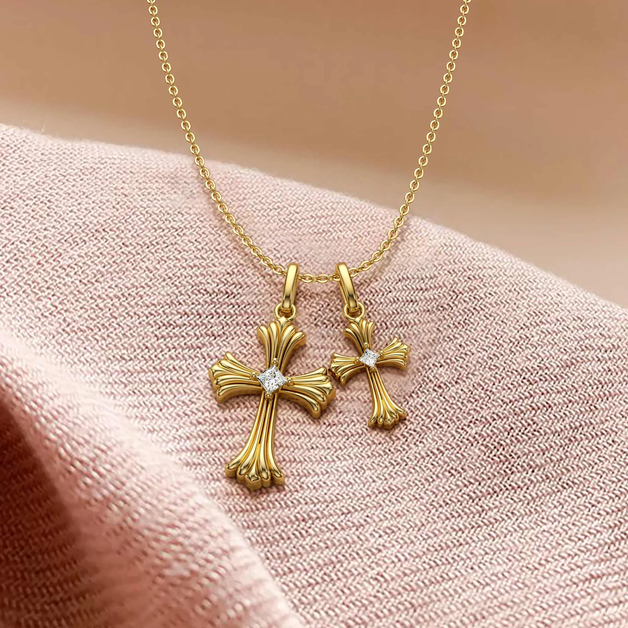 Modern Gothic Cross Duo Pendant Necklace sold by Vanimy Jewelry product image thumbnail 2