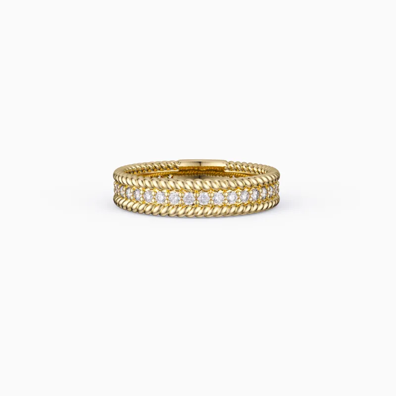 Rope Two-row Pavè Ring sold by Vanimy Jewelry