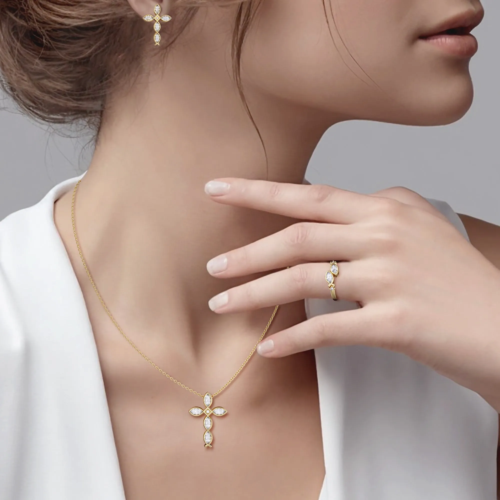 Sacred Jesus Fish Cross Earrings sold by Vanimy Jewelry product image thumbnail 2