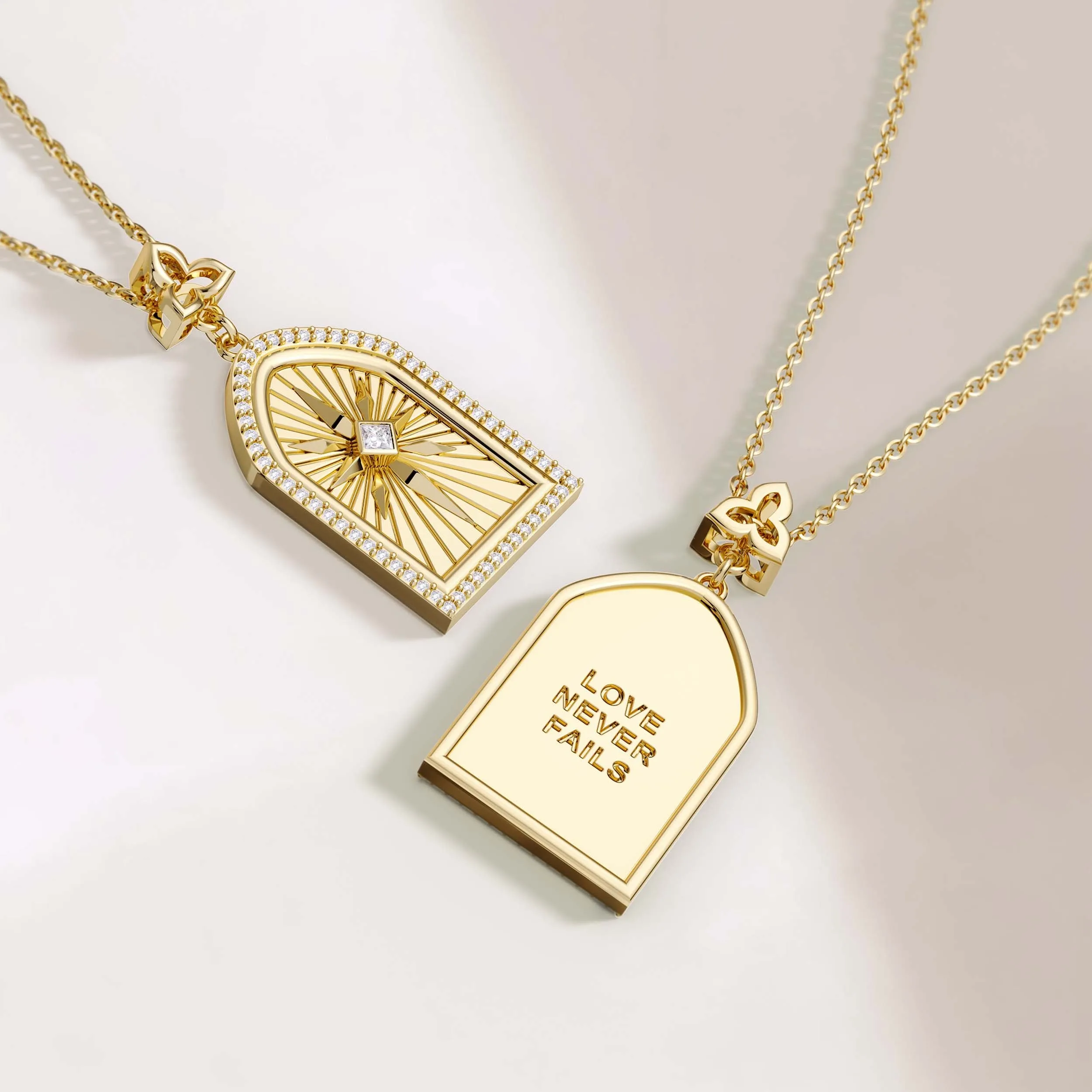 Love Never Fails Cross Medallion Pendant Engraved Necklace sold by Vanimy Jewelry product image thumbnail 2