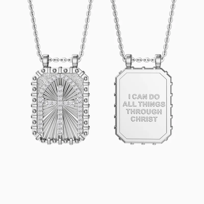 I Can Do All Things Through Christ Cross Engraved Necklace sold by Vanimy Jewelry