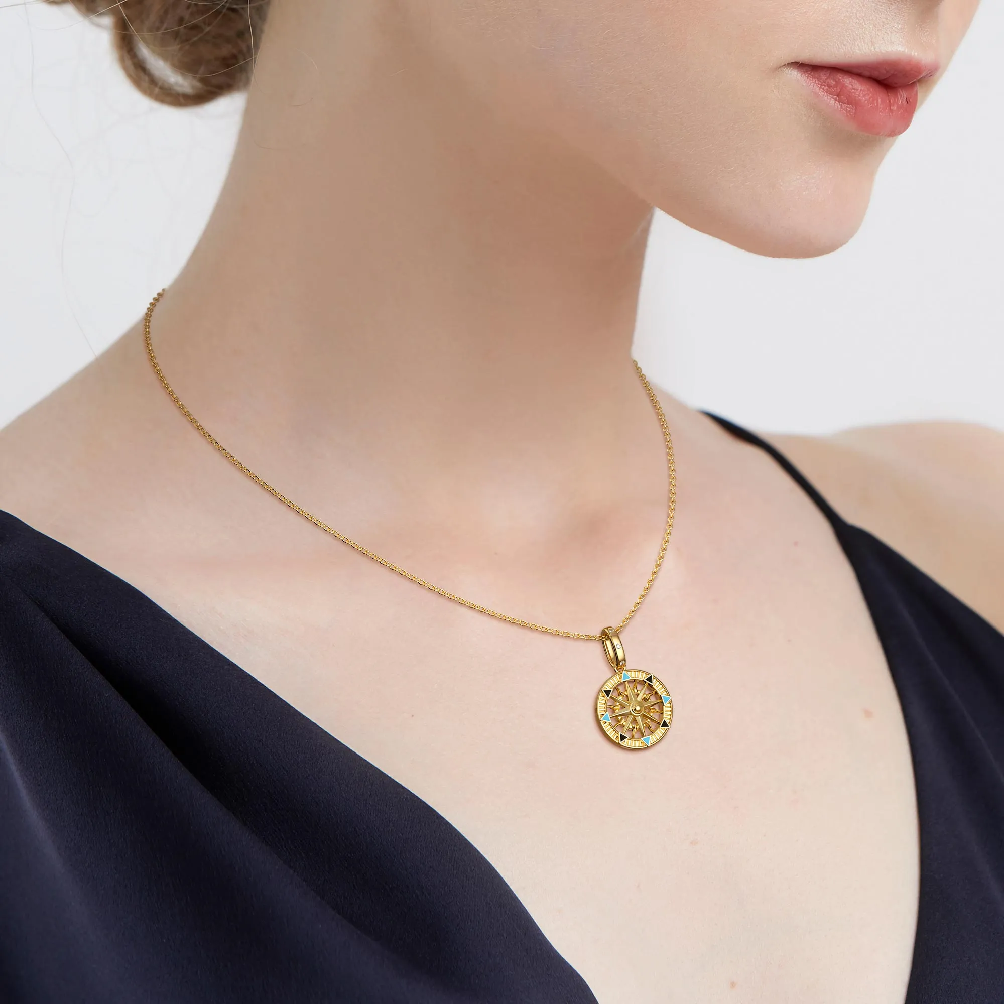 Compass Enamel Charm Medallion Pendant sold by Vanimy Jewelry product image thumbnail 3