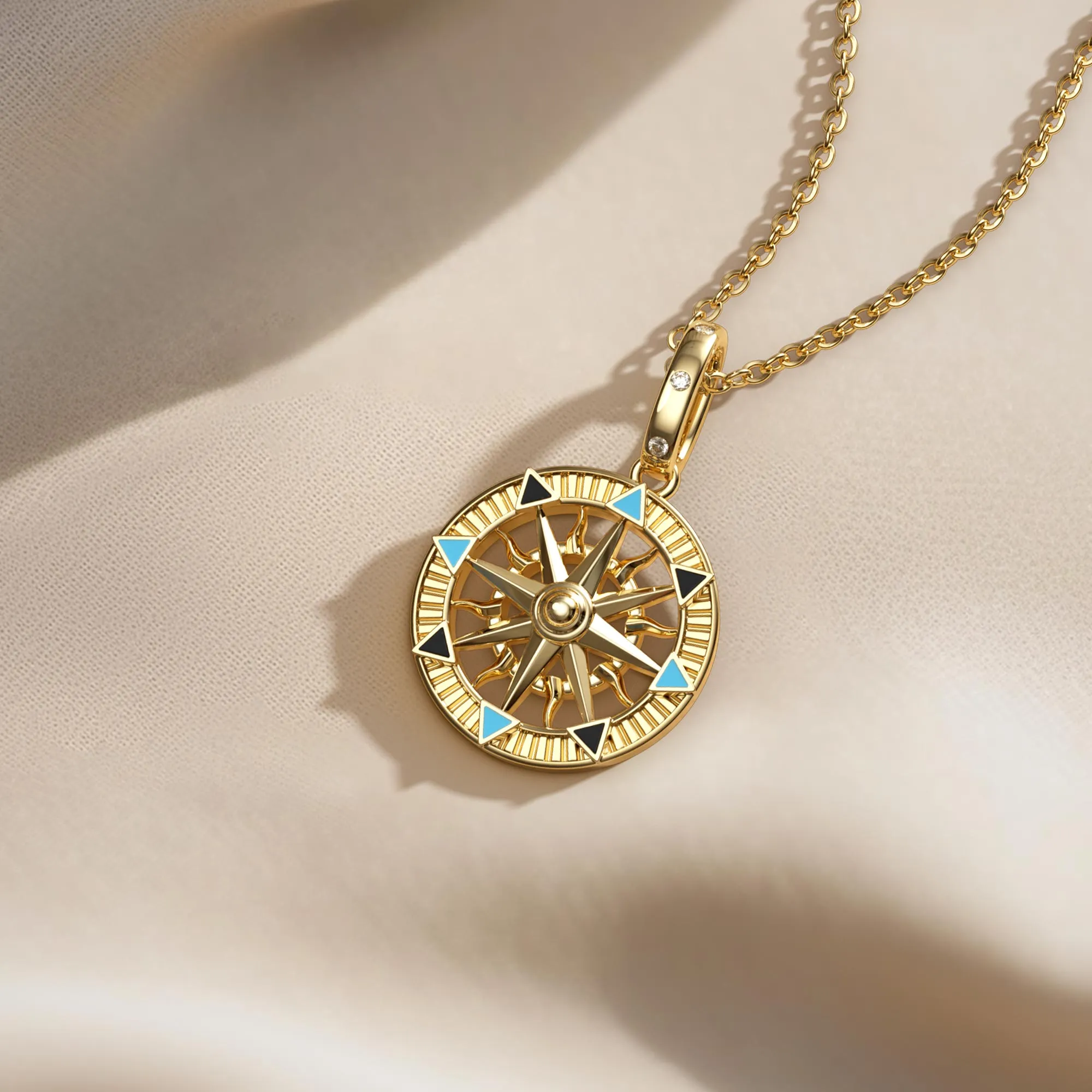 Compass Enamel Charm Medallion Pendant sold by Vanimy Jewelry product image thumbnail 5