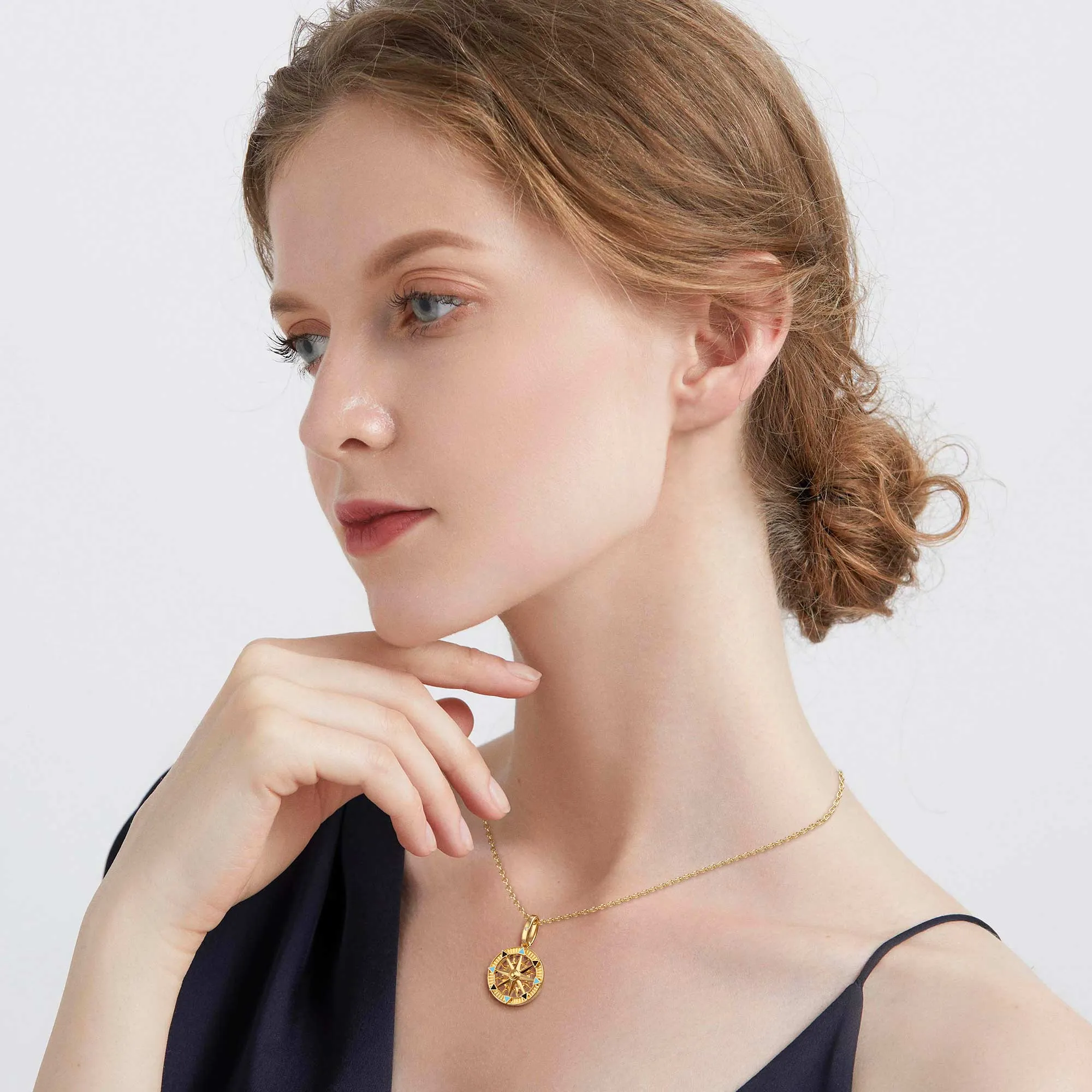 Compass Enamel Charm Medallion Pendant sold by Vanimy Jewelry product image thumbnail 4