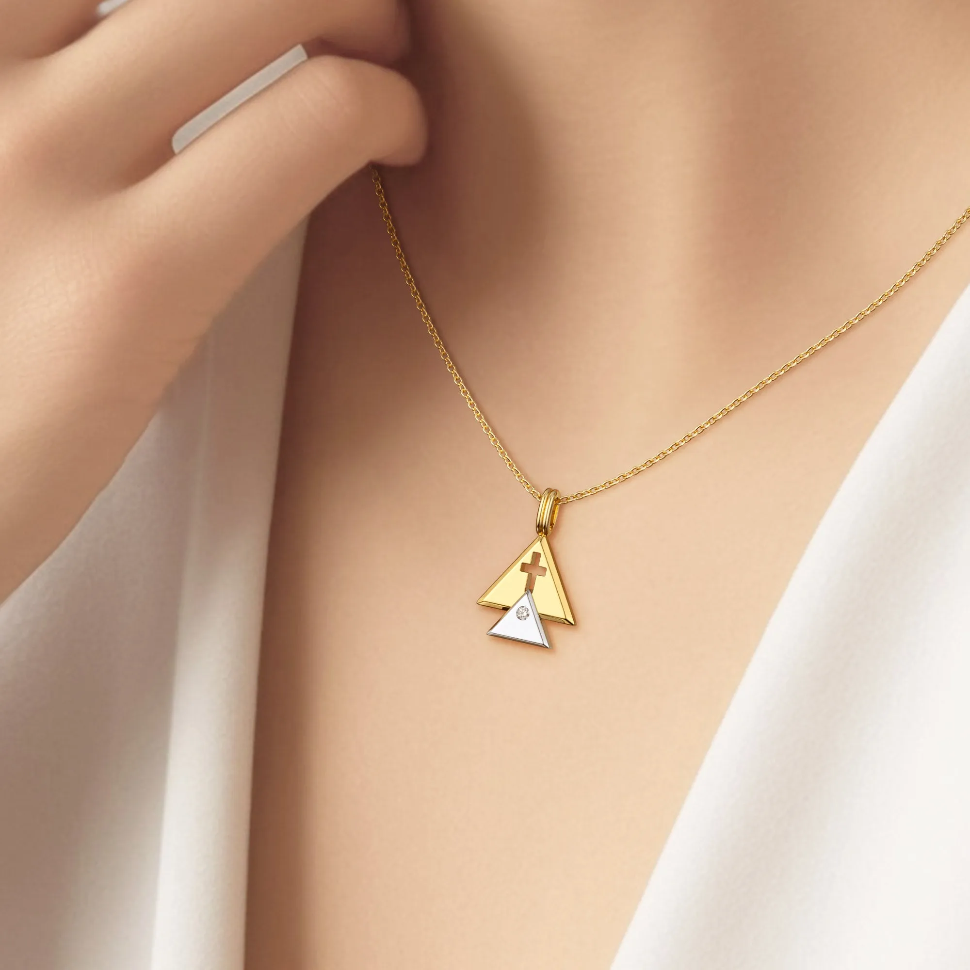 Trinity Triangle Hollow Cross Pendant Necklace sold by Vanimy Jewelry product image thumbnail 4