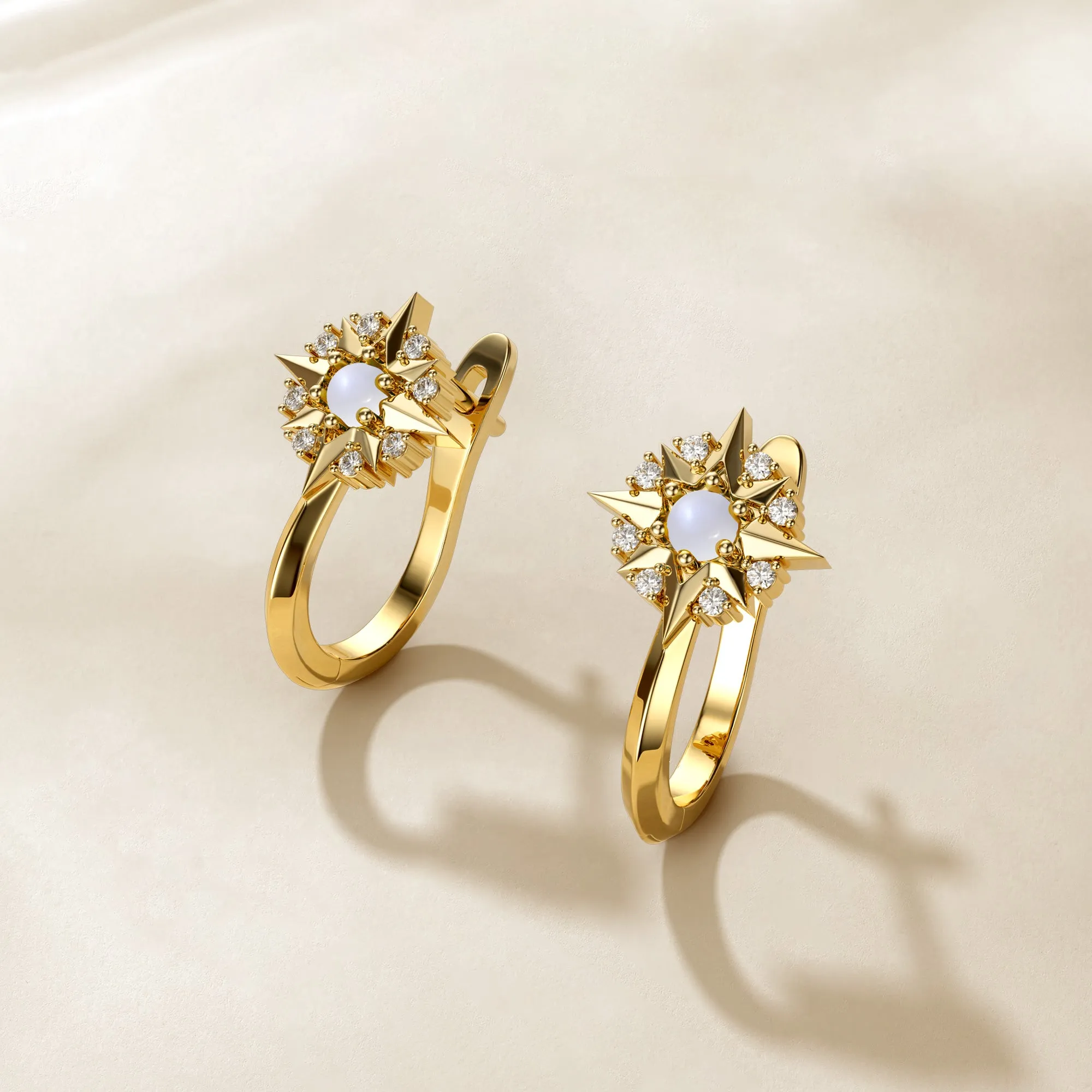 Ad Astra Per Aspera North Star Moonstone CZ Hoop Earrings sold by Vanimy Jewelry product image thumbnail 4