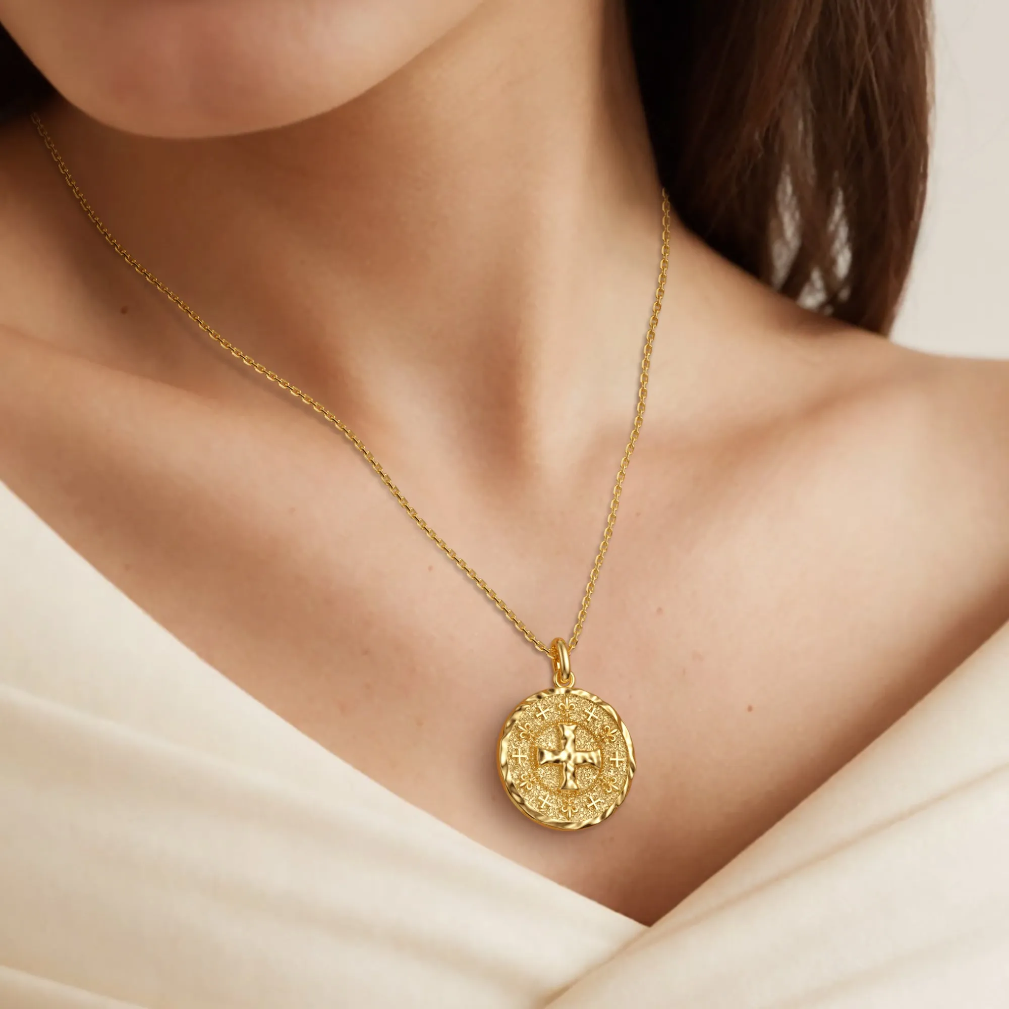 Gothic Liquid Lava Cross Fleur-de-Lis Medallion Necklace sold by Vanimy Jewelry product image thumbnail 2