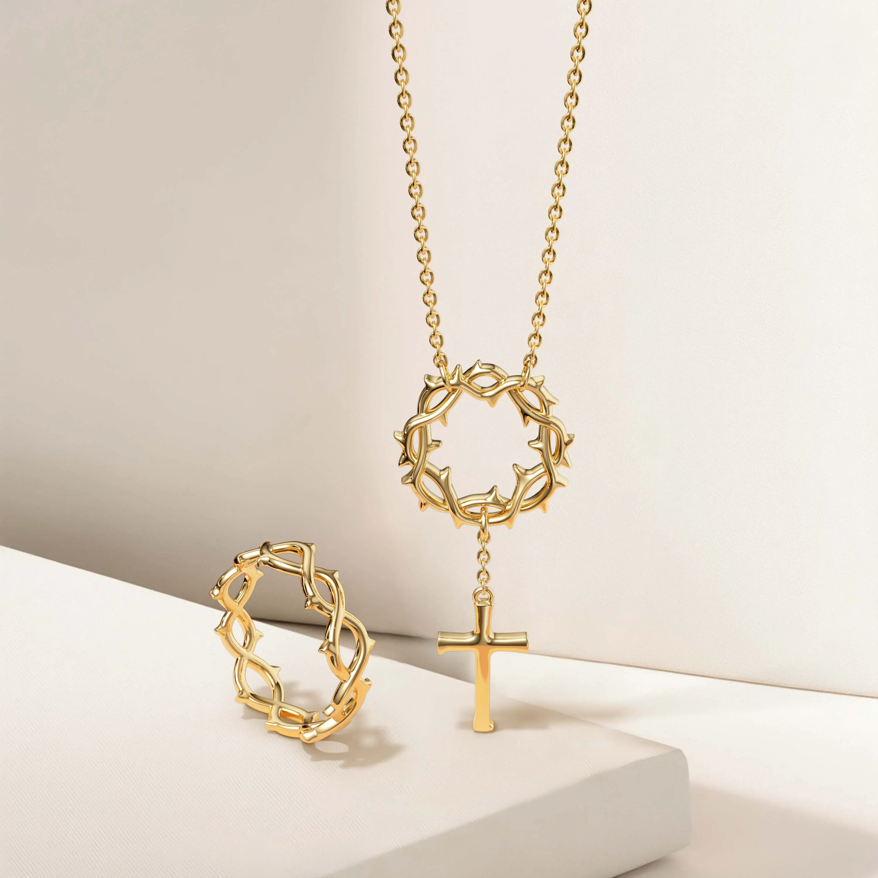 Crown of Thorns Cross Necklace sold by Vanimy Jewelry product image thumbnail 4