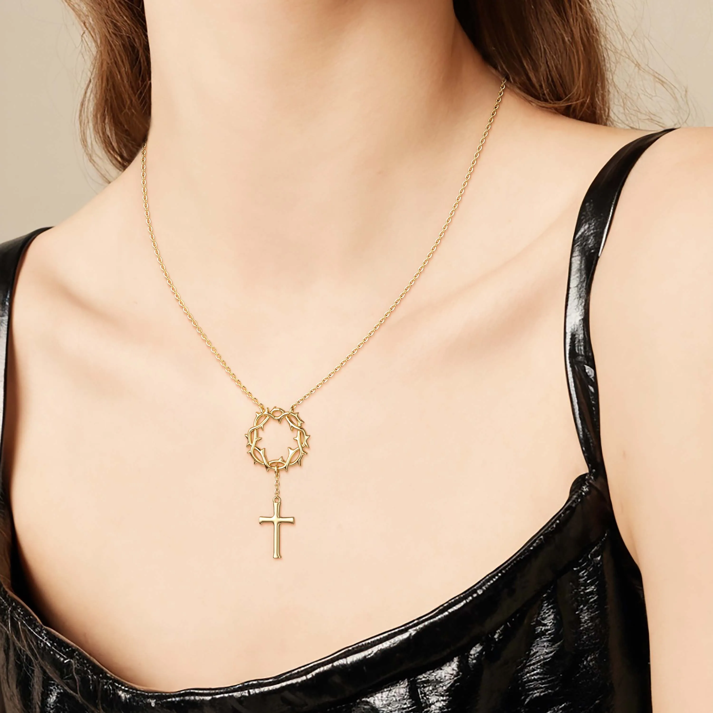Crown of Thorns Cross Necklace sold by Vanimy Jewelry product image thumbnail 3