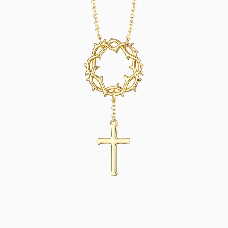 Crown of Thorns Cross Necklace sold by Vanimy Jewelry