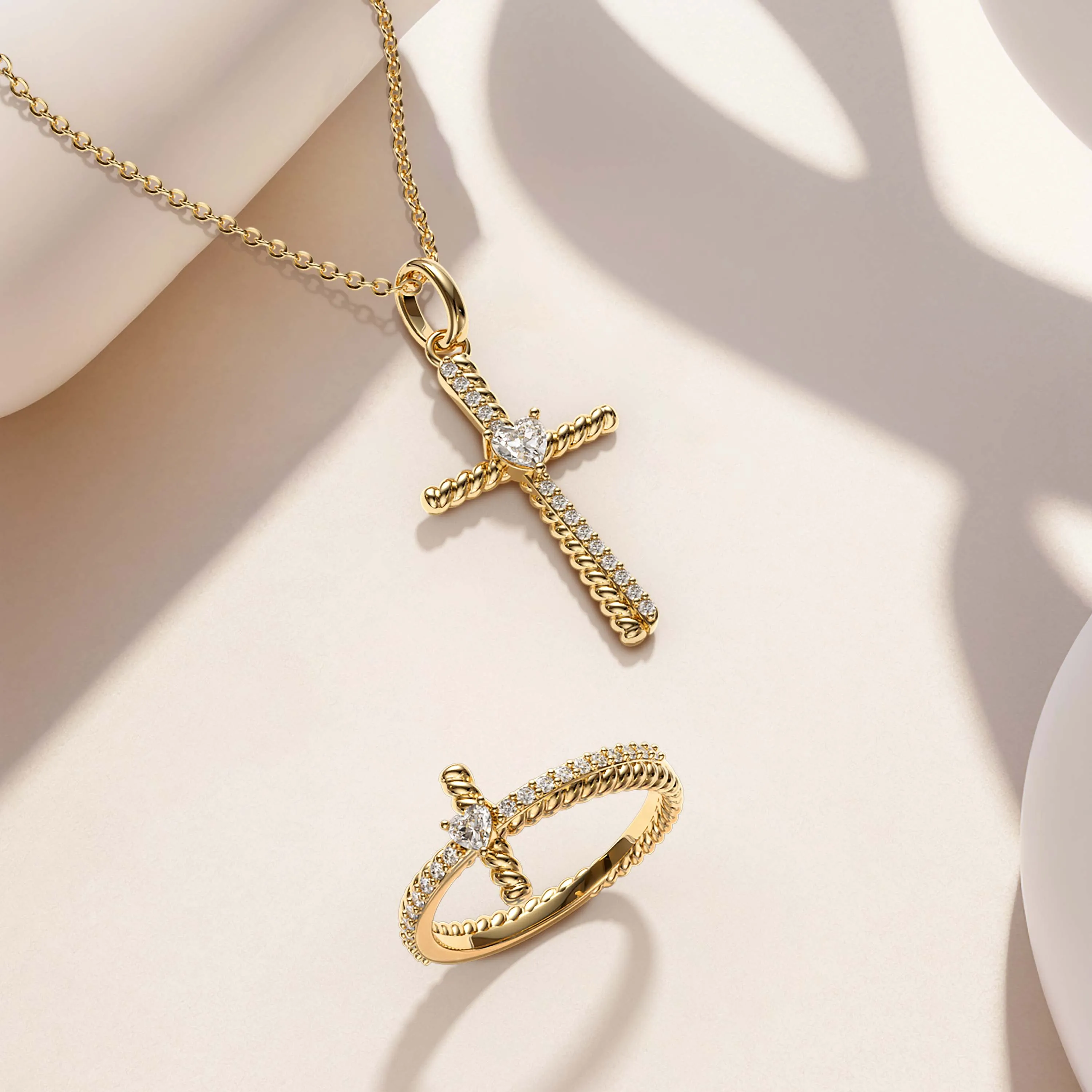 Heart Zircon Cord Cross Necklace sold by Vanimy Jewelry product image thumbnail 4