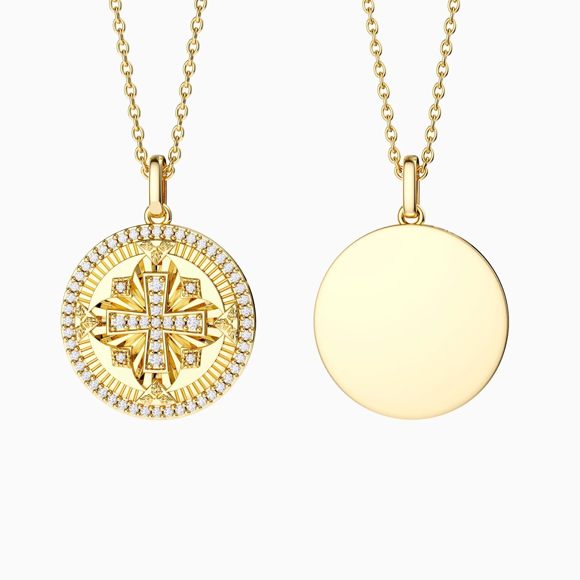 Customized Cross Protection Prayer Medallion Pendant Necklace sold by Vanimy Jewelry