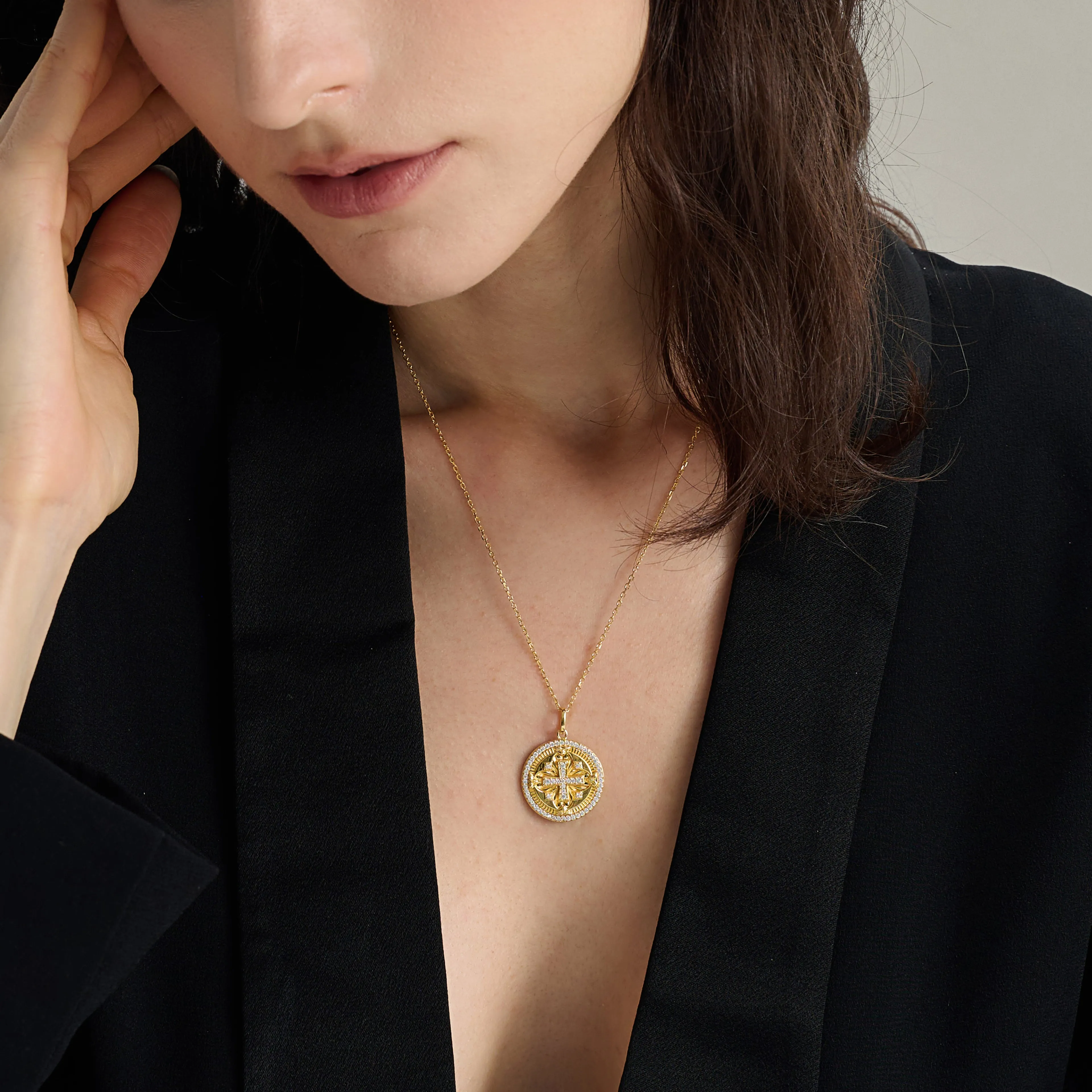 Customized Cross Protection Prayer Medallion Pendant Necklace sold by Vanimy Jewelry product image thumbnail 2