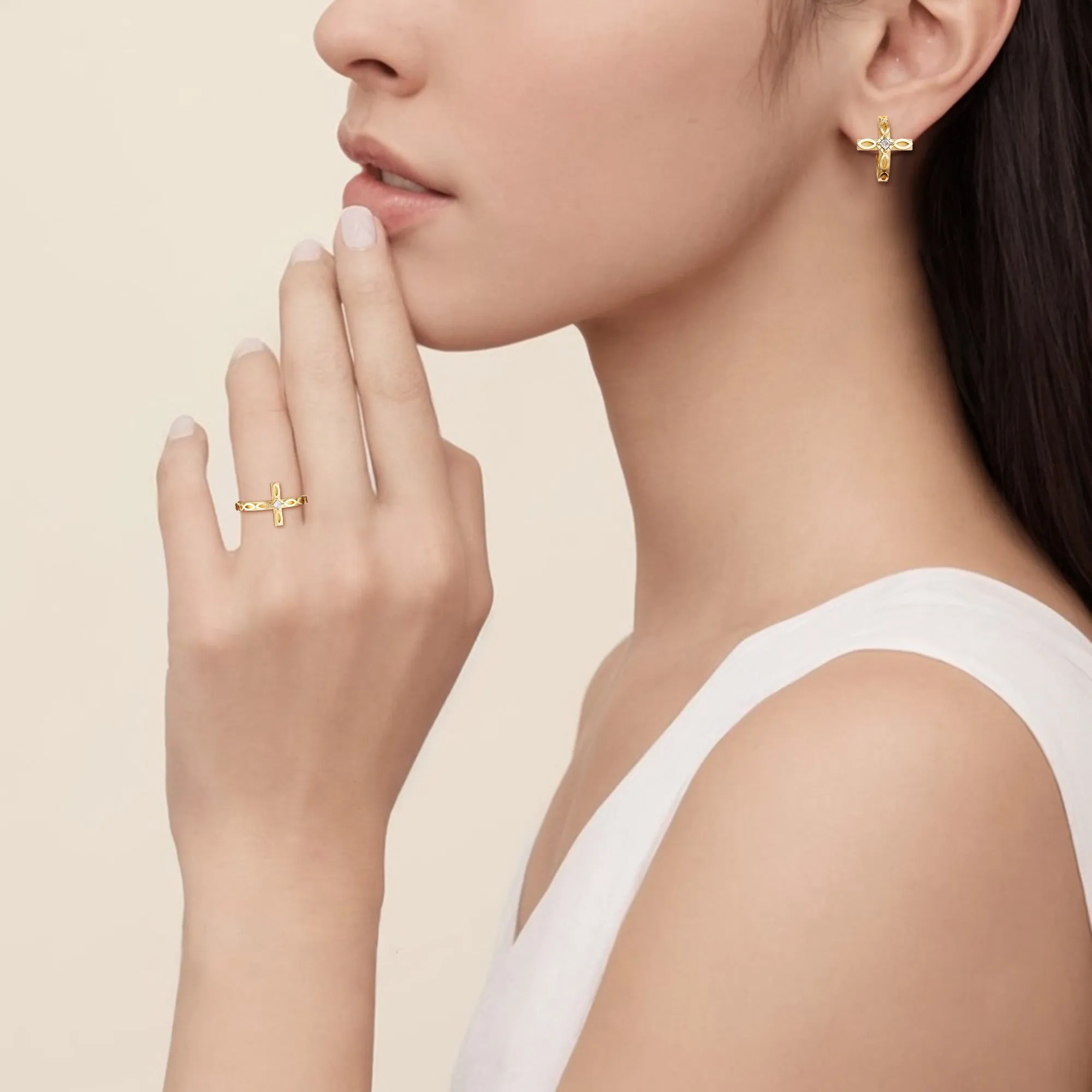 Faith Ichthys Cross Protection Earrings sold by Vanimy Jewelry product image thumbnail 4