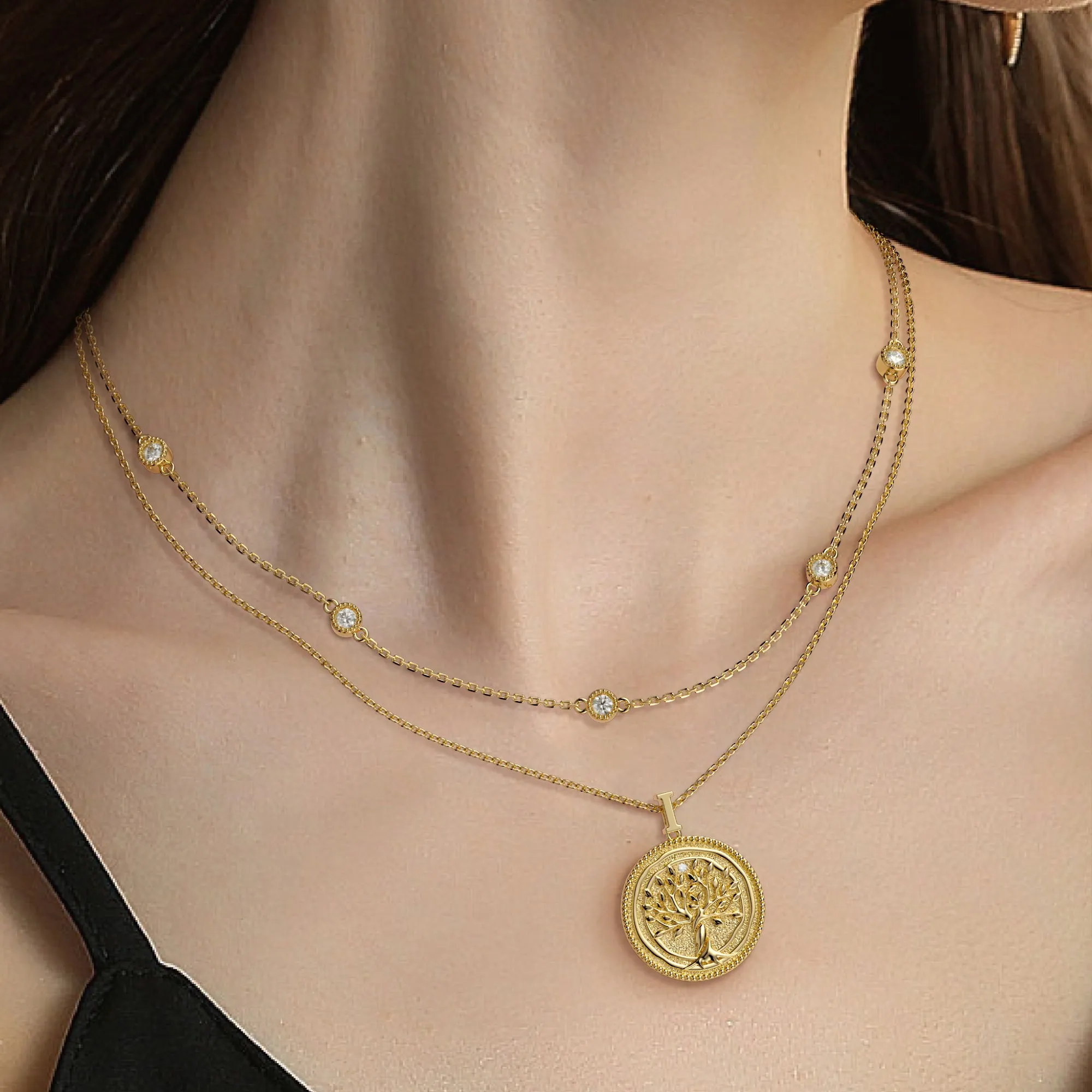 Beaded Bezel-Set Station Necklace sold by Vanimy Jewelry product image thumbnail 2