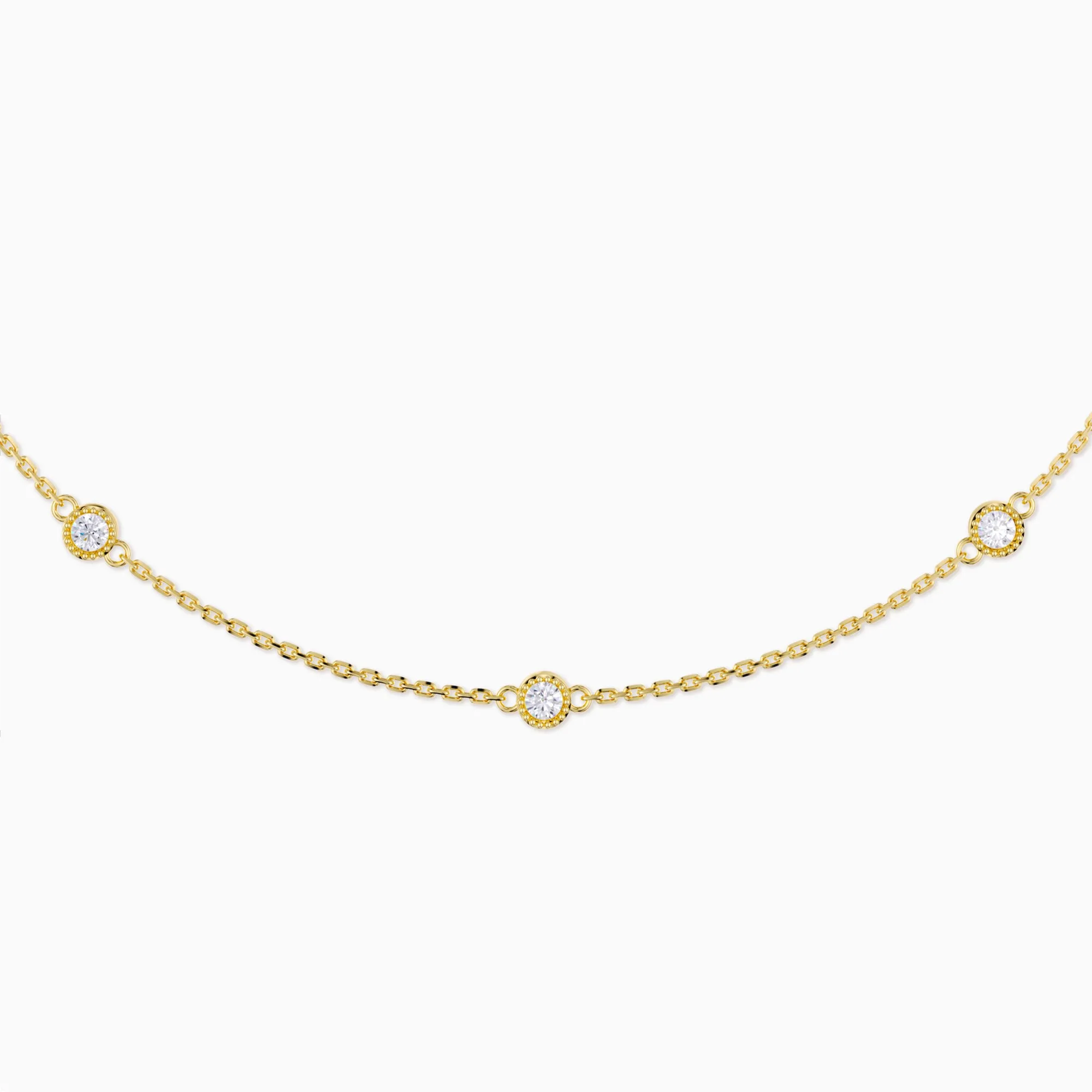 Beaded Bezel-Set Station Necklace sold by Vanimy Jewelry