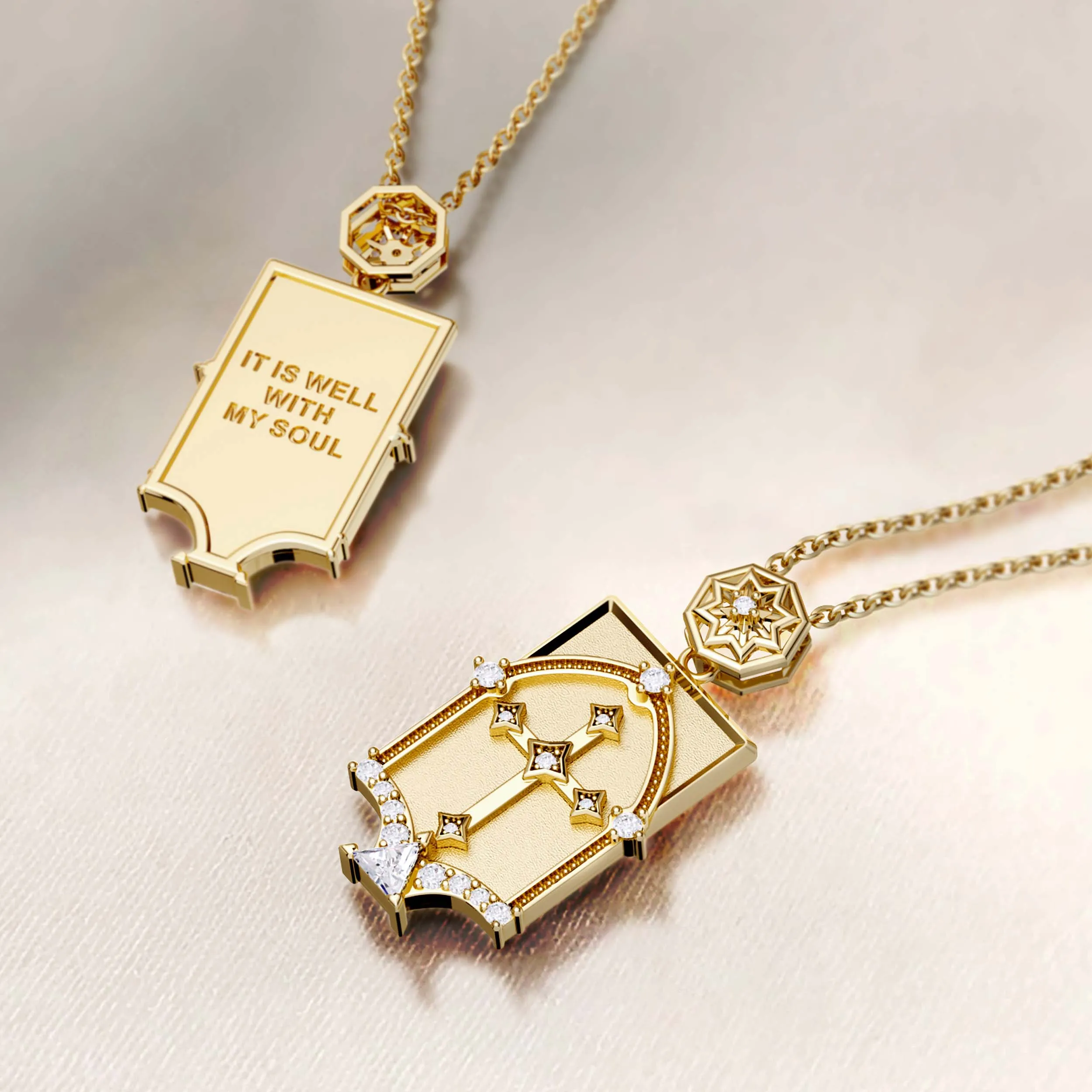 It Is Well With My Soul Cross Dome Engraved Necklace sold by Vanimy Jewelry product image thumbnail 2