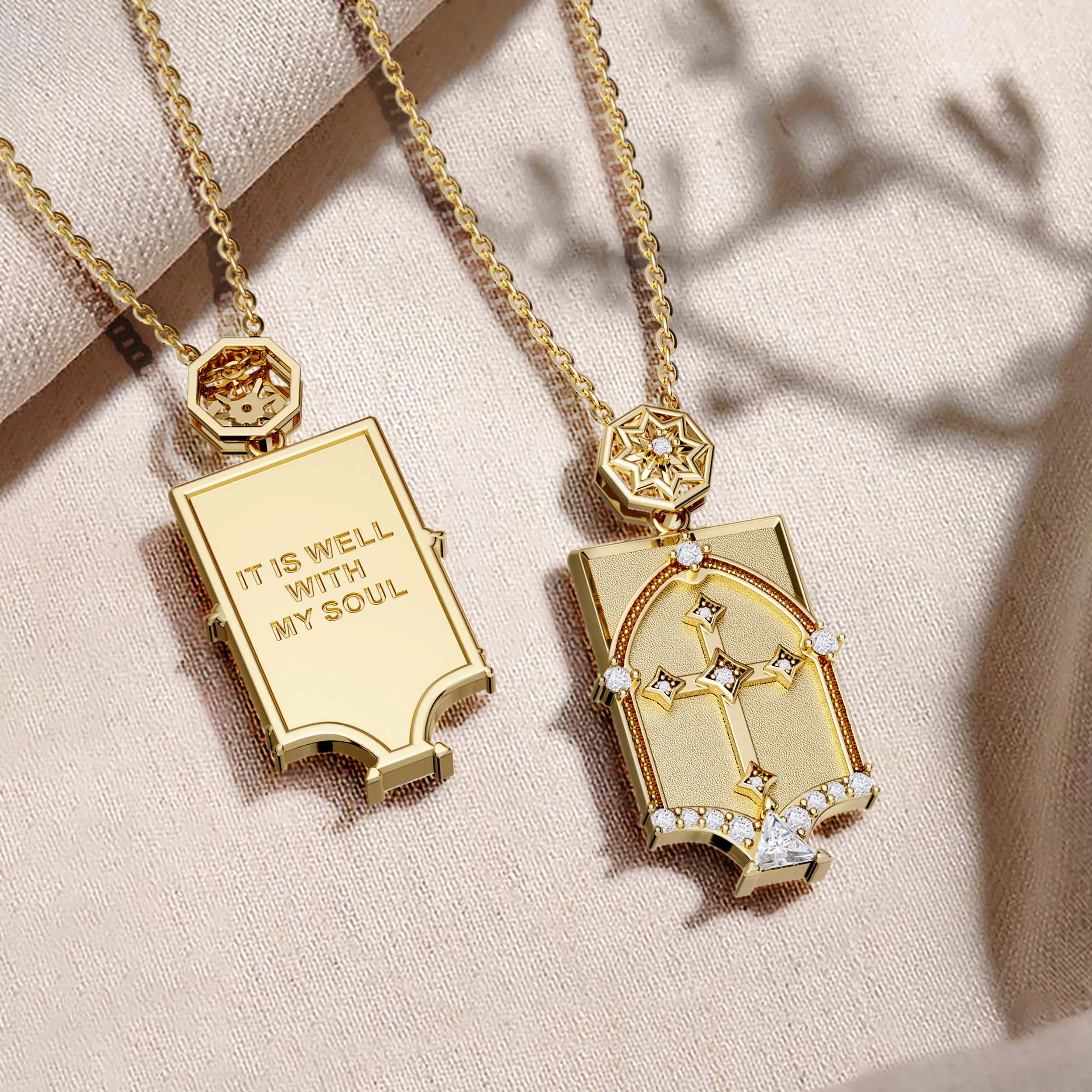 It Is Well With My Soul Cross Dome Engraved Necklace sold by Vanimy Jewelry product image thumbnail 4