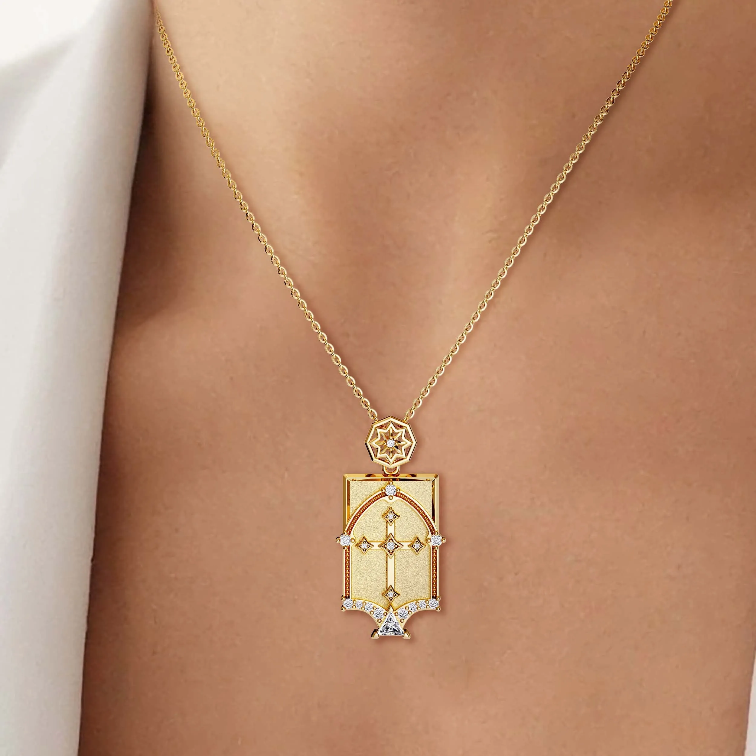 It Is Well With My Soul Cross Dome Engraved Necklace sold by Vanimy Jewelry product image thumbnail 3