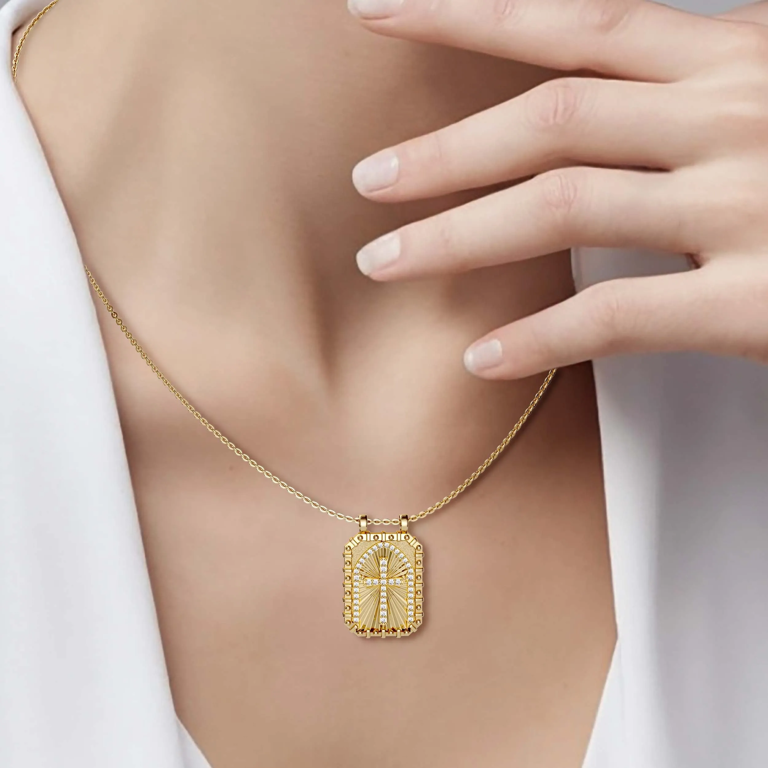Be Still And Know Cross Pendant Engraved Necklace sold by Vanimy Jewelry product image thumbnail 3