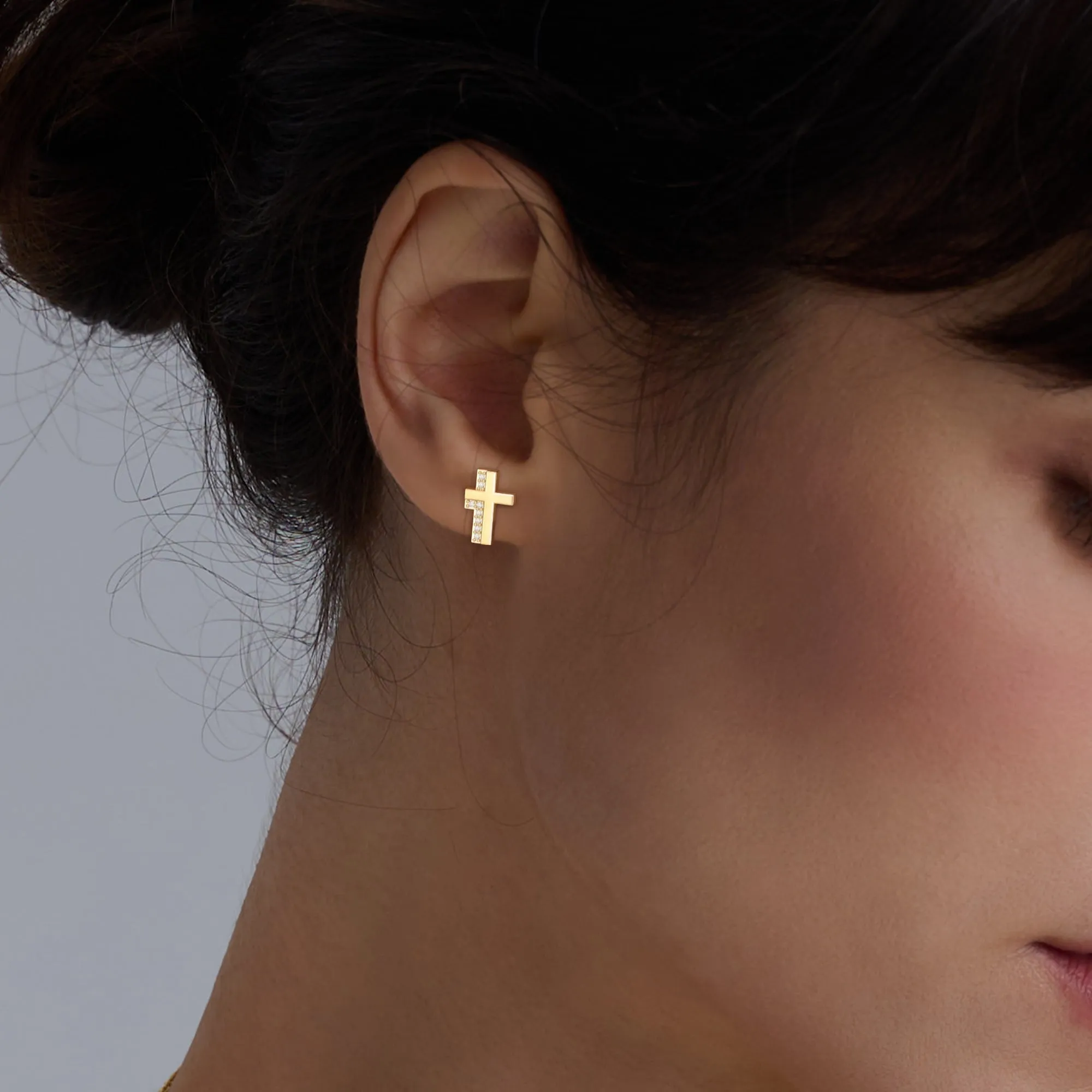 Cross Sparkle Stud Earrings sold by Vanimy Jewelry product image thumbnail 2