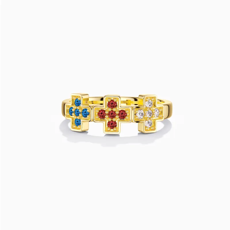 Triple Rainbow Cross Ring sold by Vanimy Jewelry