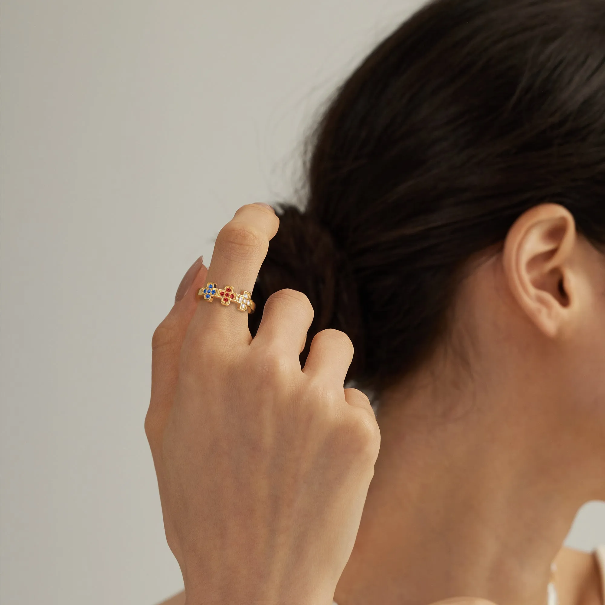 Triple Rainbow Cross Ring sold by Vanimy Jewelry product image thumbnail 2