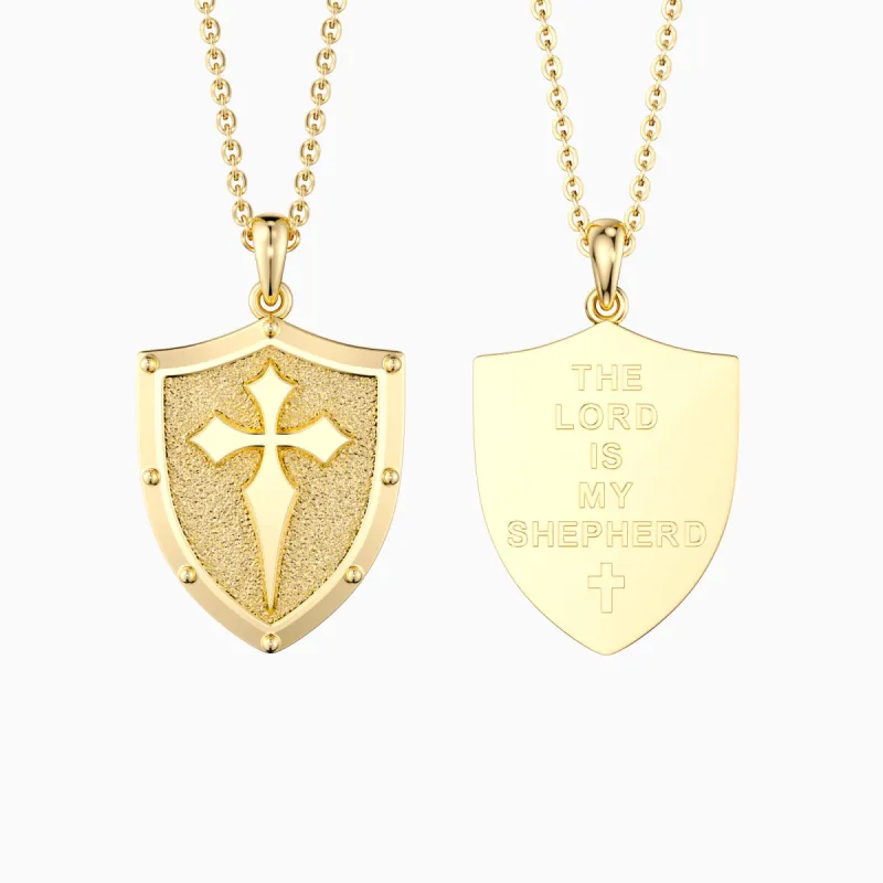 The Guardian Shield Cross Protection Pendant Medallion Necklace sold by Vanimy Jewelry